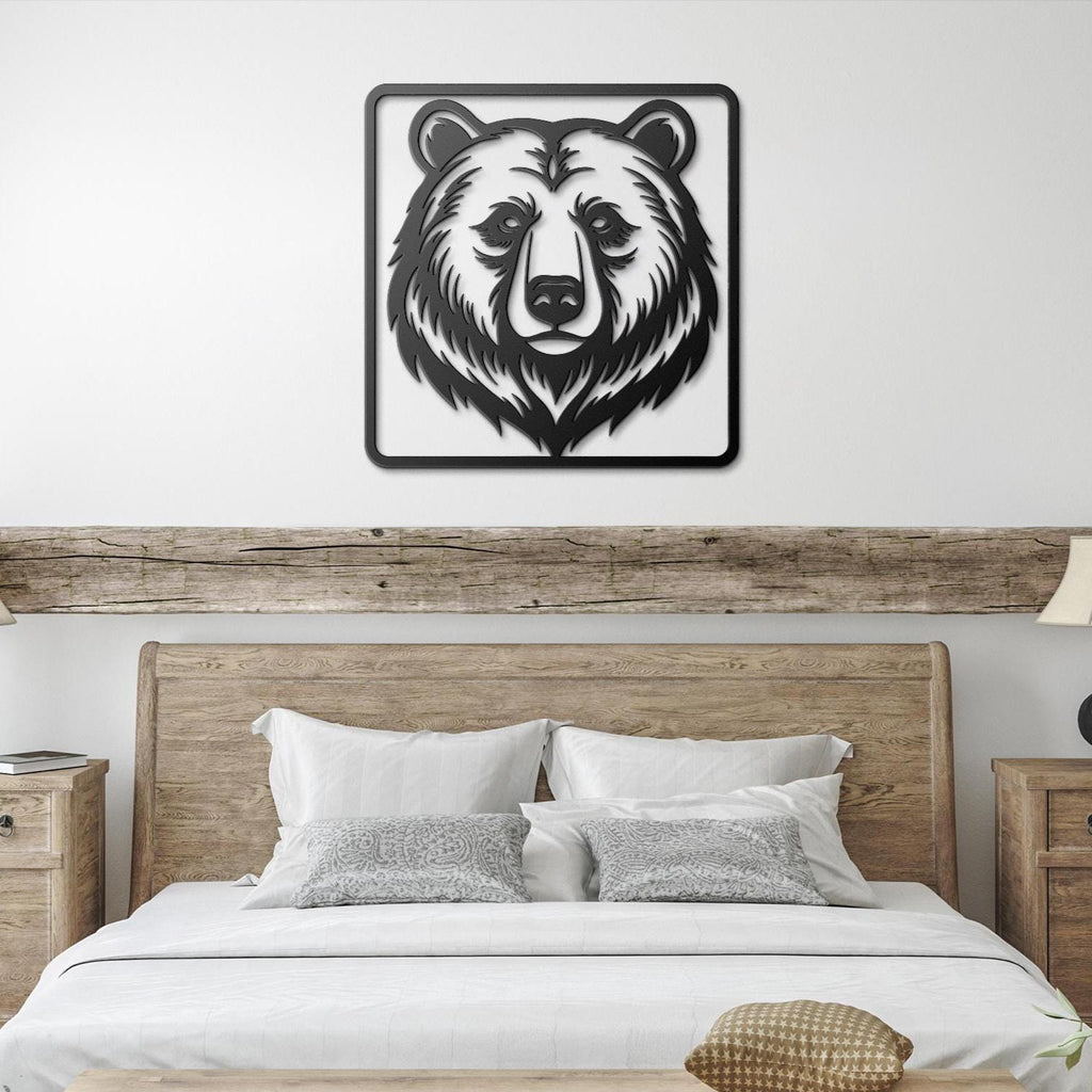 Grizzly Bear Head Metal Wall Art, Cabin Decor
