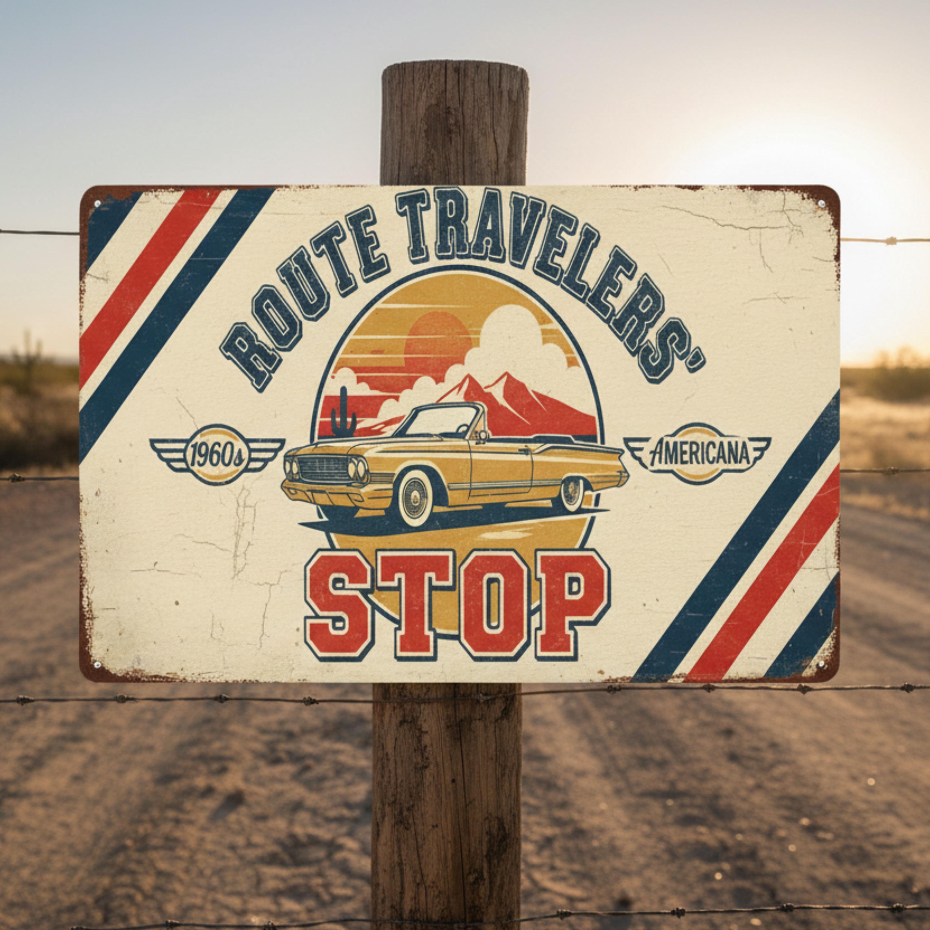 Vintage Metal Sign – Retro Wall Decor Featuring Classic Car Art & Durable Steel