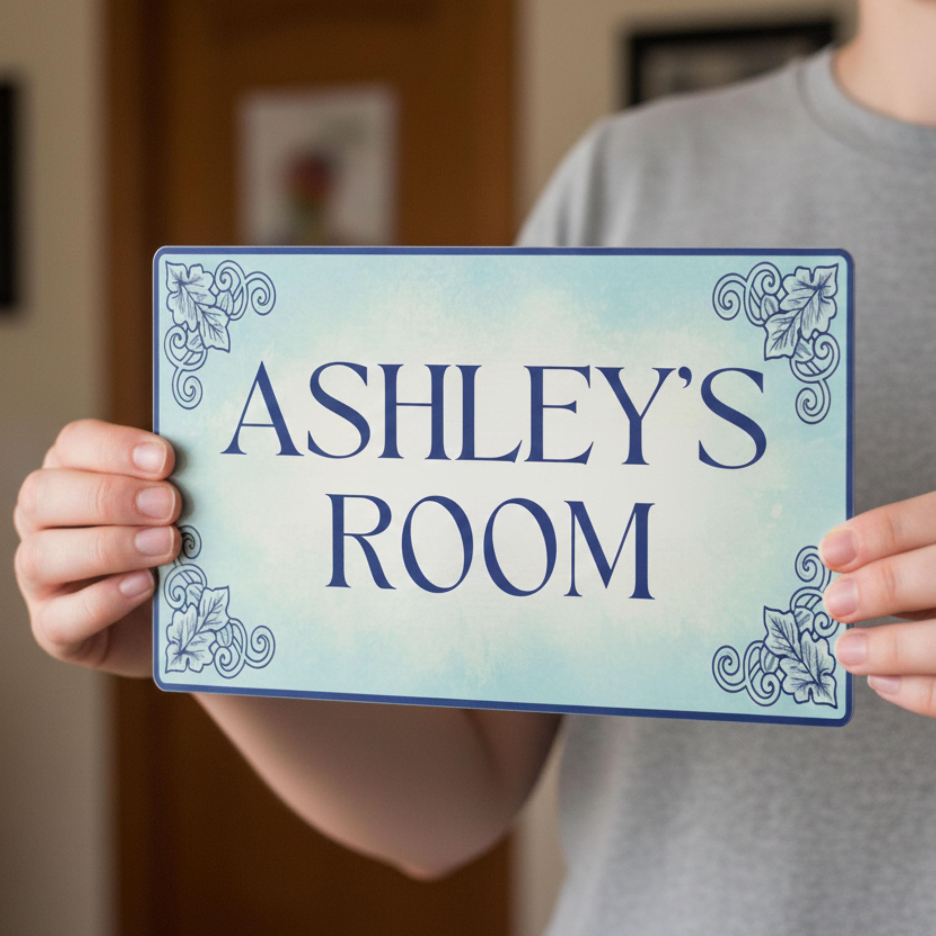Personalized Name Metal Sign | Custom Girl's Room Decor | Vintage Plaque | Floral Dorm Bedroom Wall Art Gift
