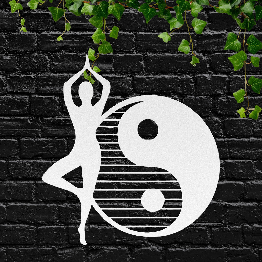 Yoga Pose Yin Yang Metal Wall Art, Meditation Decor