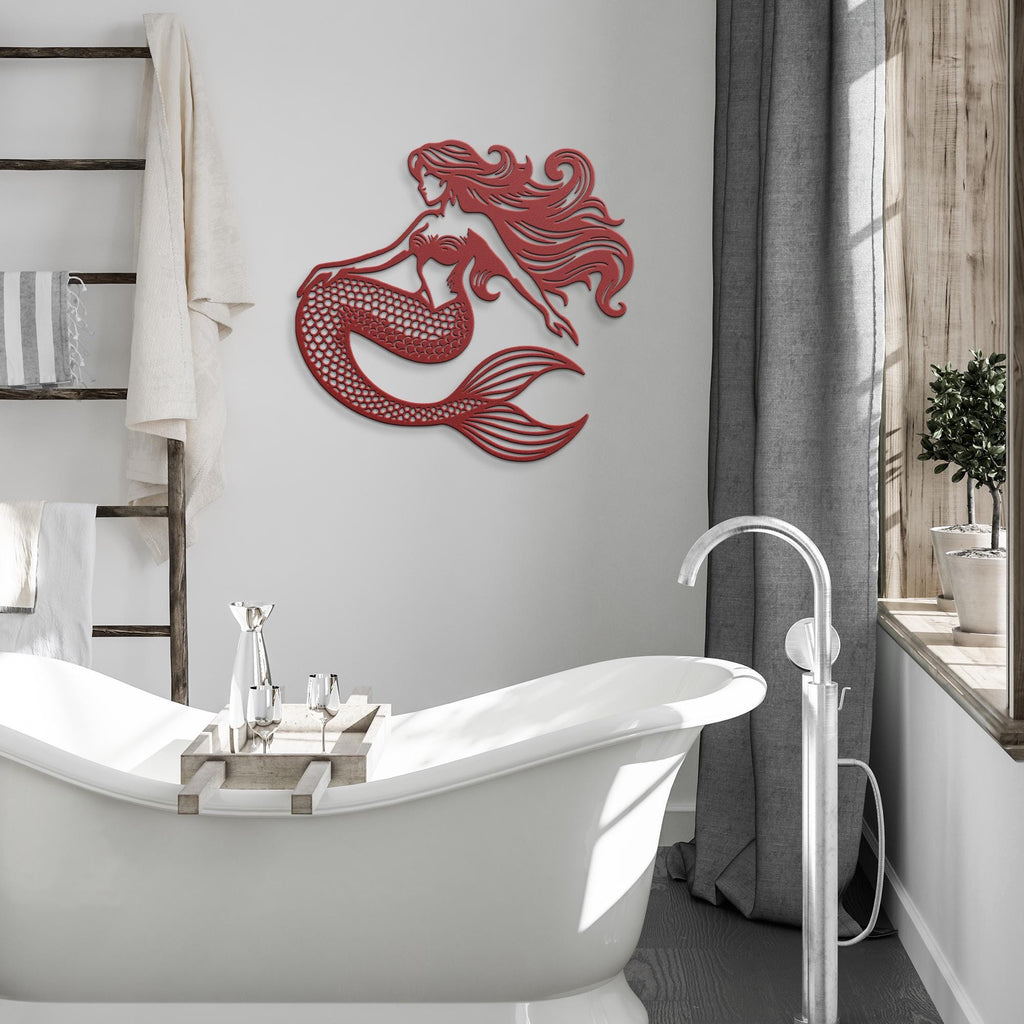 Classic Mermaid Die-Cut Metal Sign, Siren Nautical Decor, Fantasy Ocean Art, Beach Lover Gift
