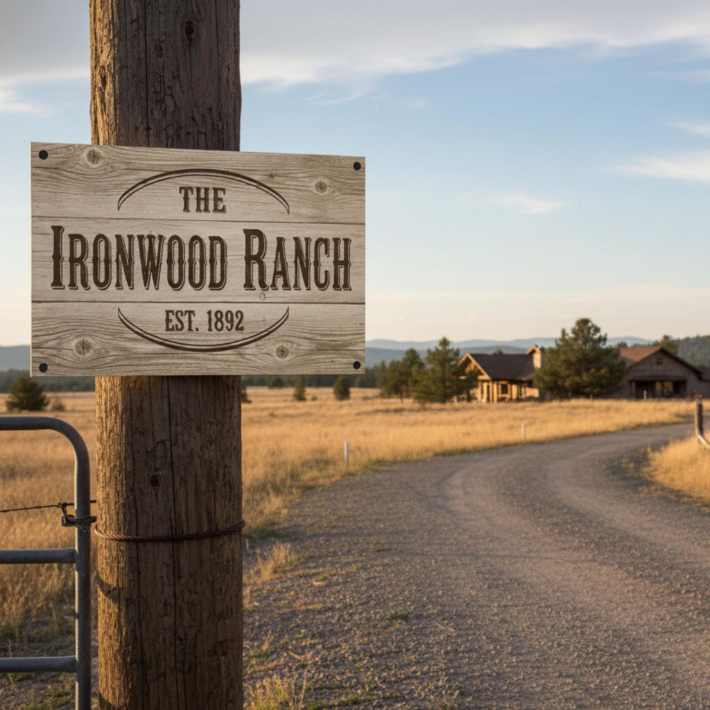Custom Ranch Metal Sign, Rustic Barn Wall Art, Personalized Cabin Gift, Log Cabin Look