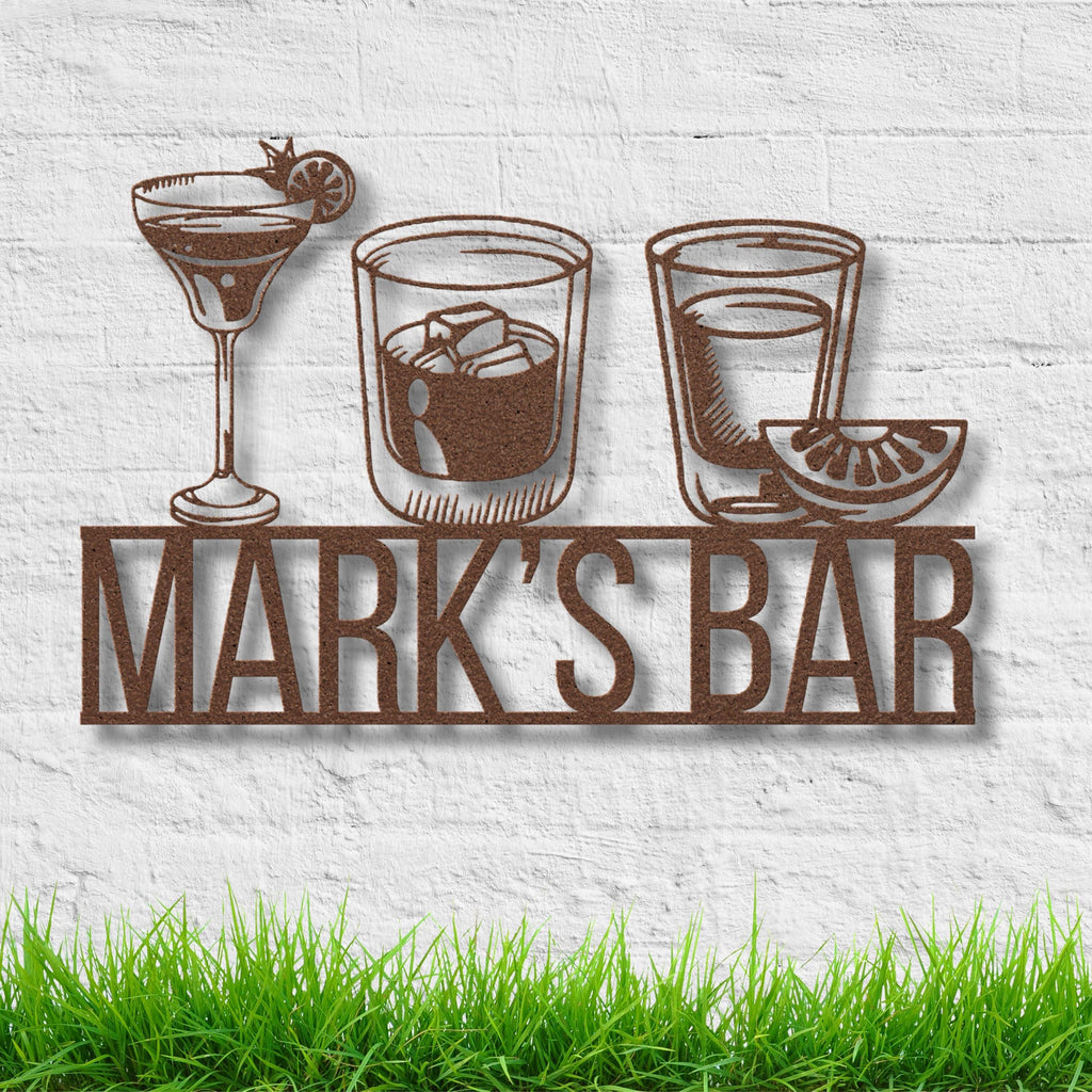 Personalized Bar Metal Sign | Custom Home Bar Wall Decor | Cocktail Drinks Man Cave Gift