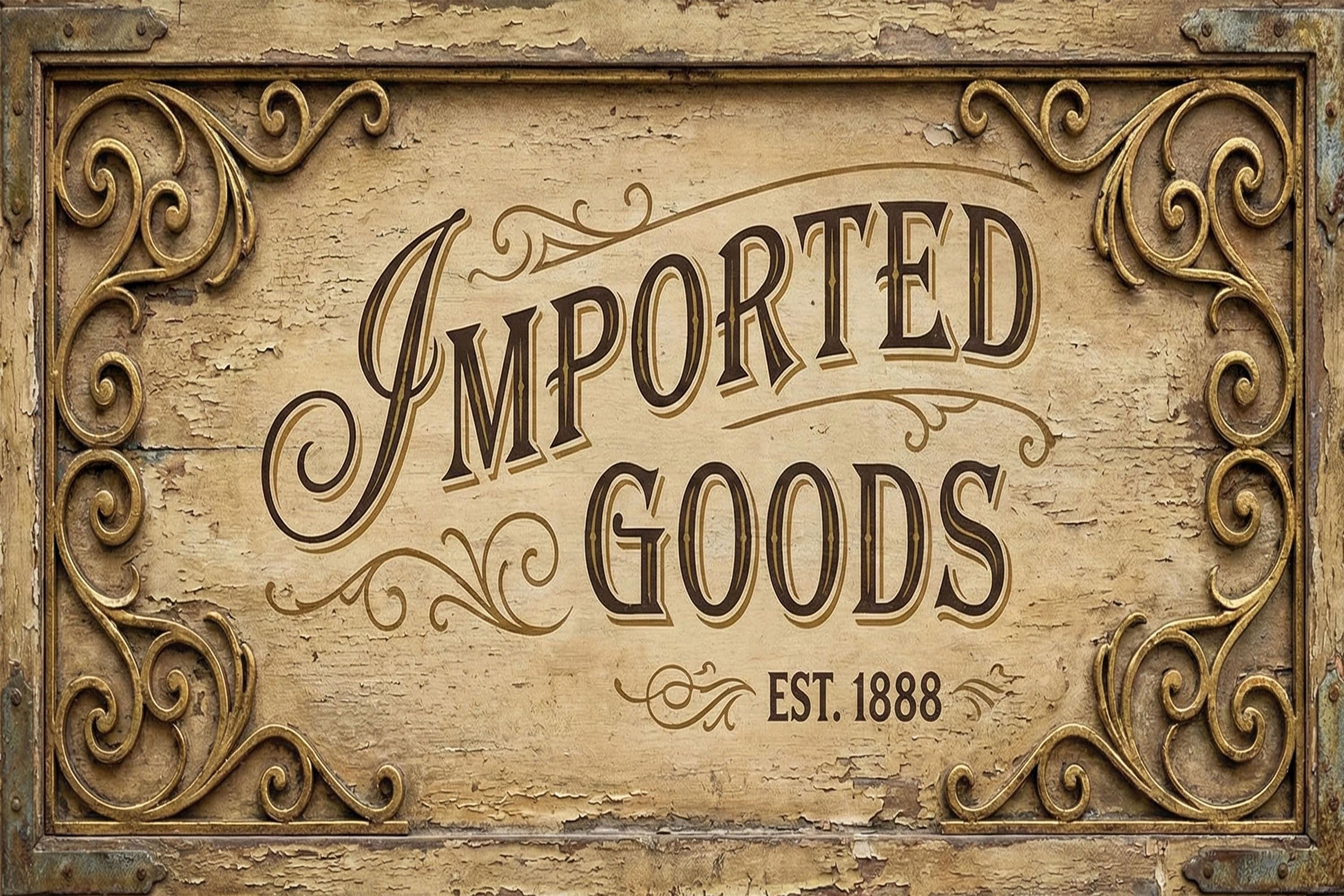 Imported Goods 3D Inspired Metal Sign, Vintage General Store Plaque, Antique Trading Post Art