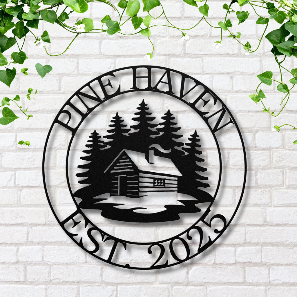 Personalized Cabin Sign - Custom Metal Lodge Sign for Rustic Log Home Decor