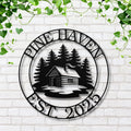 Personalized Cabin Sign - Custom Metal Lodge Sign for Rustic Log Home Decor