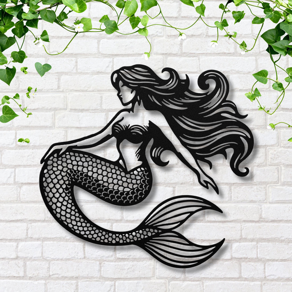 Classic Mermaid Die-Cut Metal Sign, Siren Nautical Decor, Fantasy Ocean Art, Beach Lover Gift
