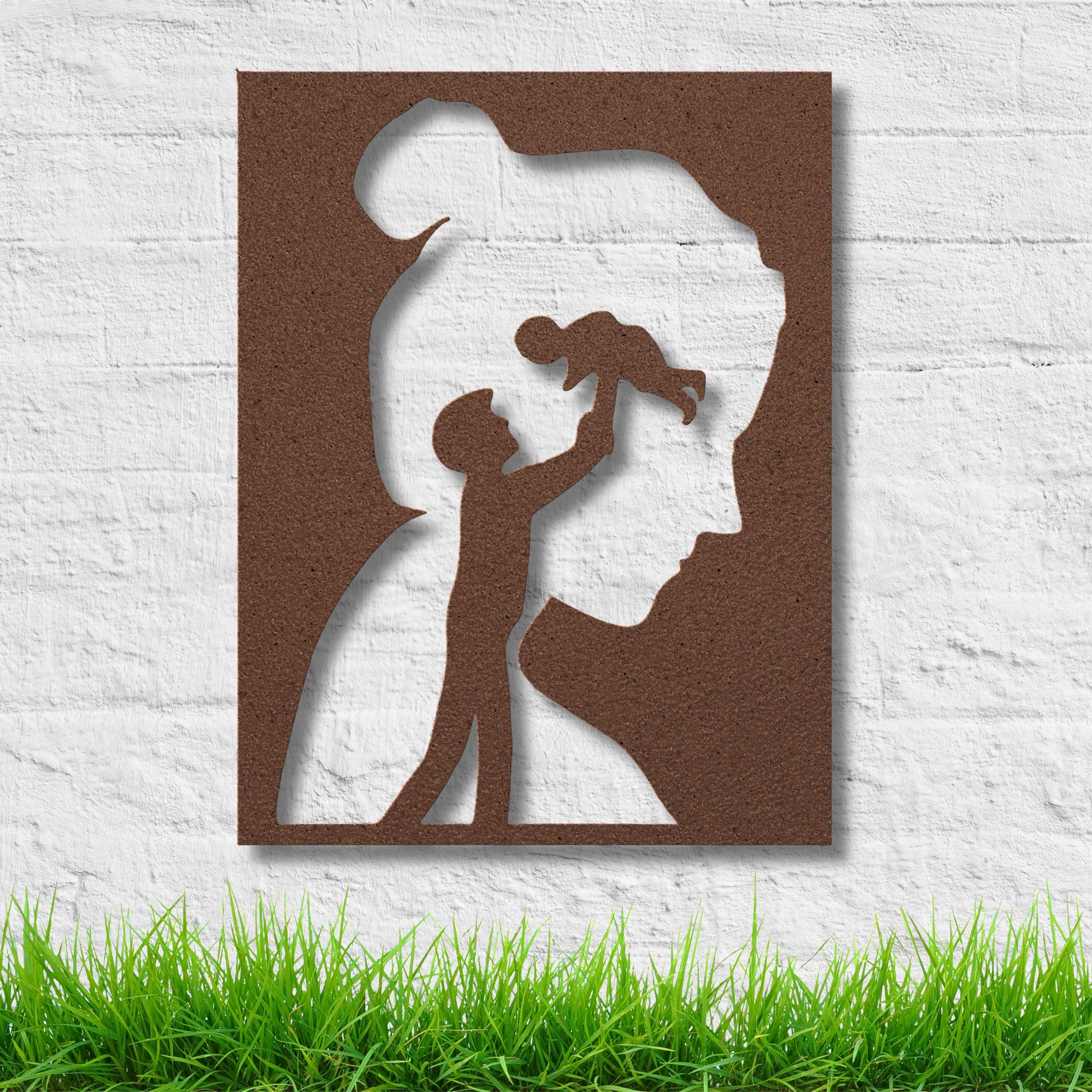 Family Silhouette Metal Wall Art, Minimalist Nursery Decor