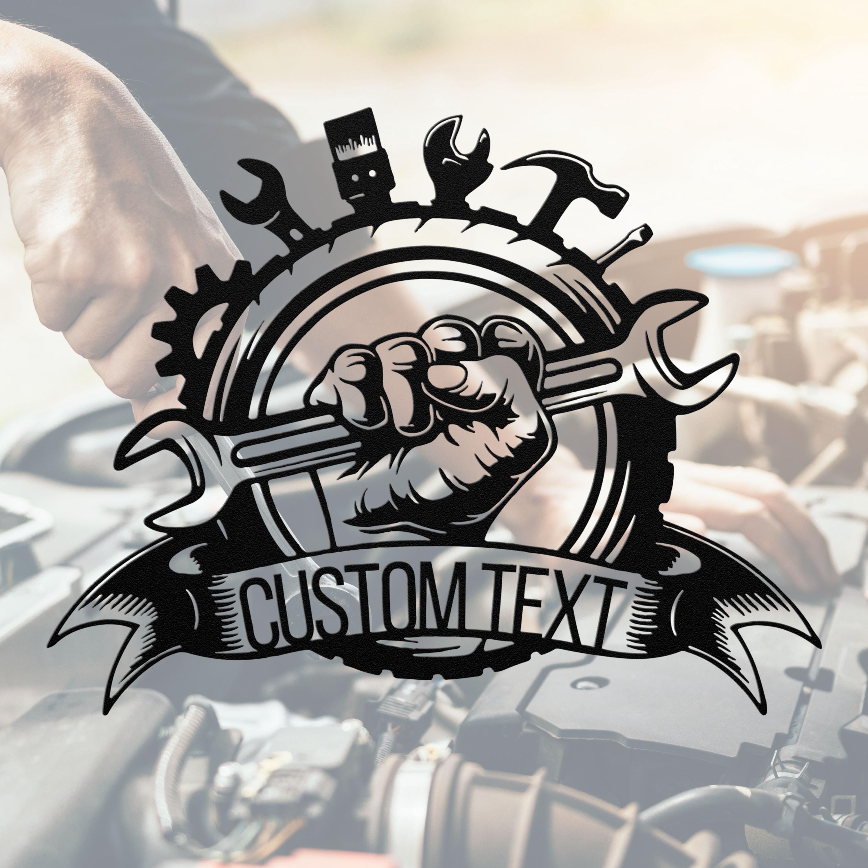 Personalized Mechanic Sign - Custom Garage Sign | Durable Steel Workshop Metal Plaque