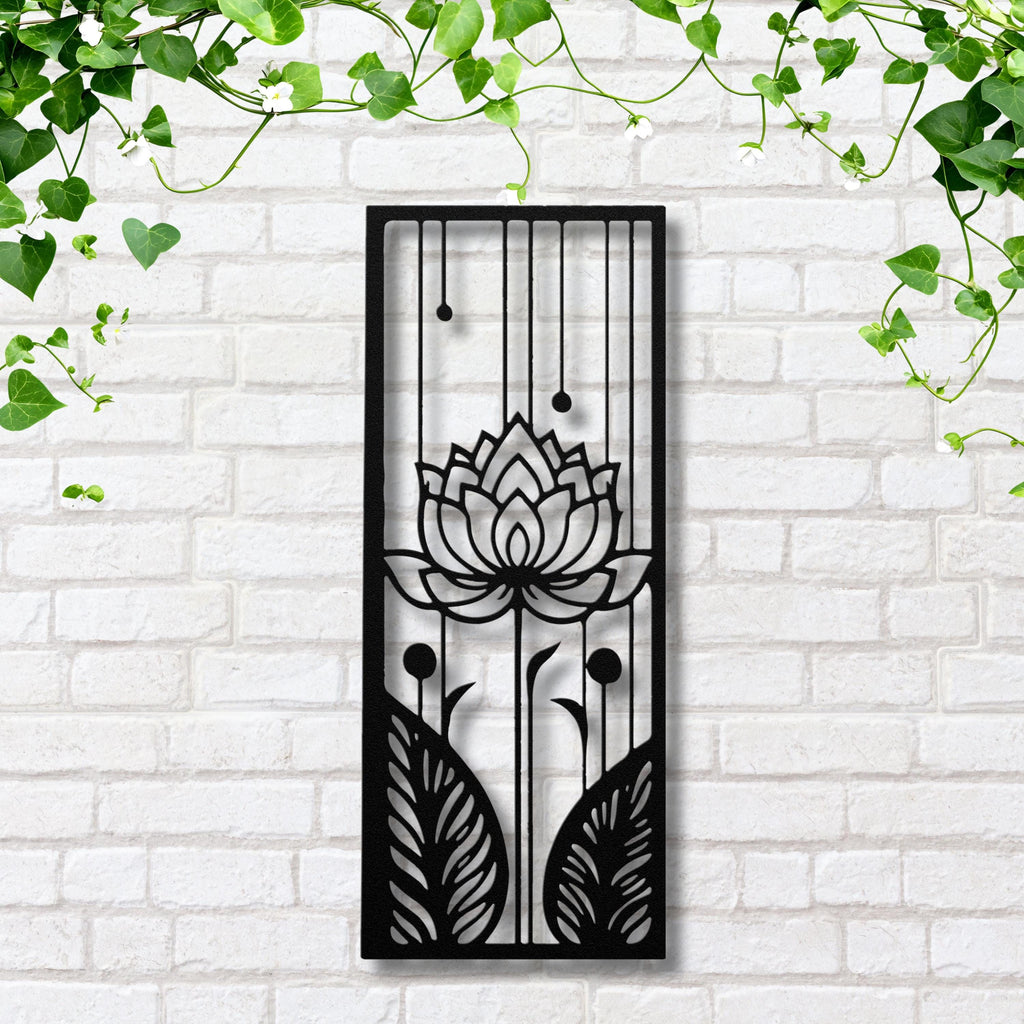 Lotus Flower Metal Wall Art, Zen Floral Decor, Yoga Studio Sign, Botanical Wall Art