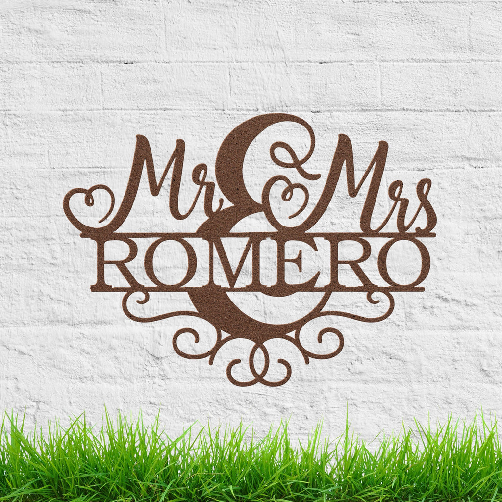 Personalized Mr & Mrs Metal Last Name Sign, Wedding Gift