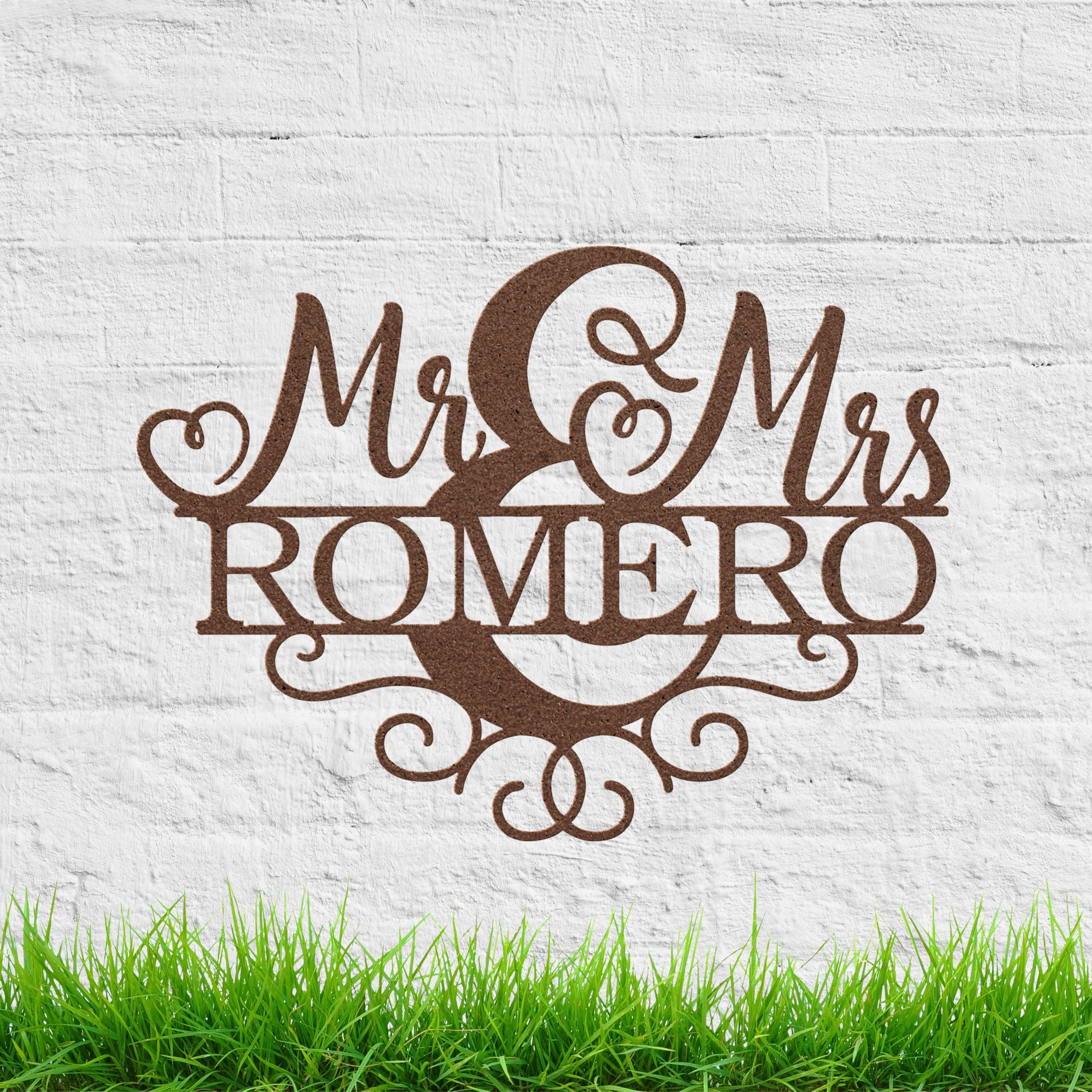 Personalized Mr & Mrs Metal Last Name Sign, Wedding Gift