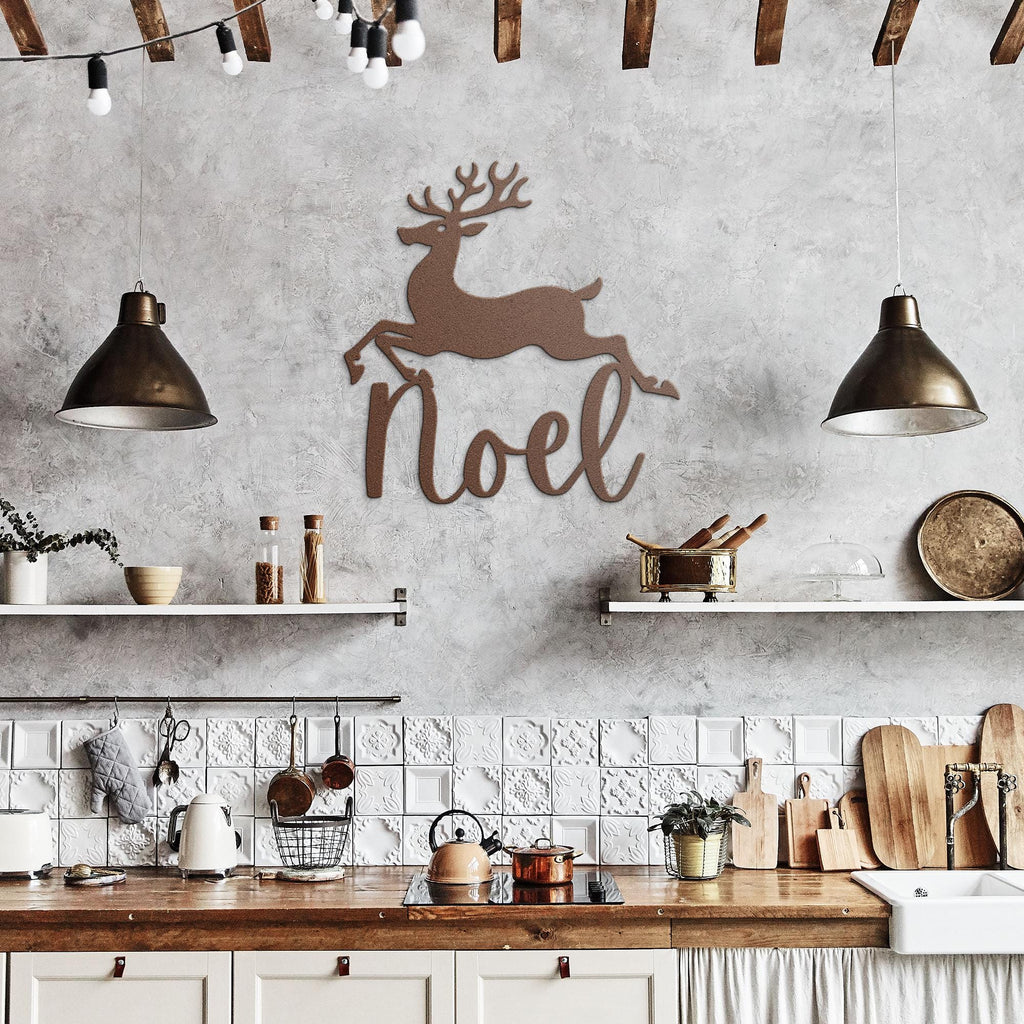 Reindeer Metal Sign, Personalized Christmas Noel Decor