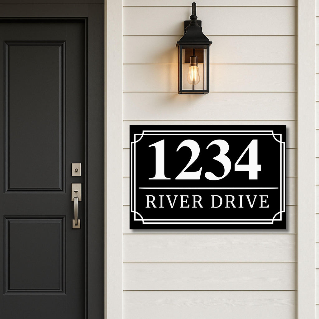 Custom House Number Sign | Modern Black & White Address Plaque