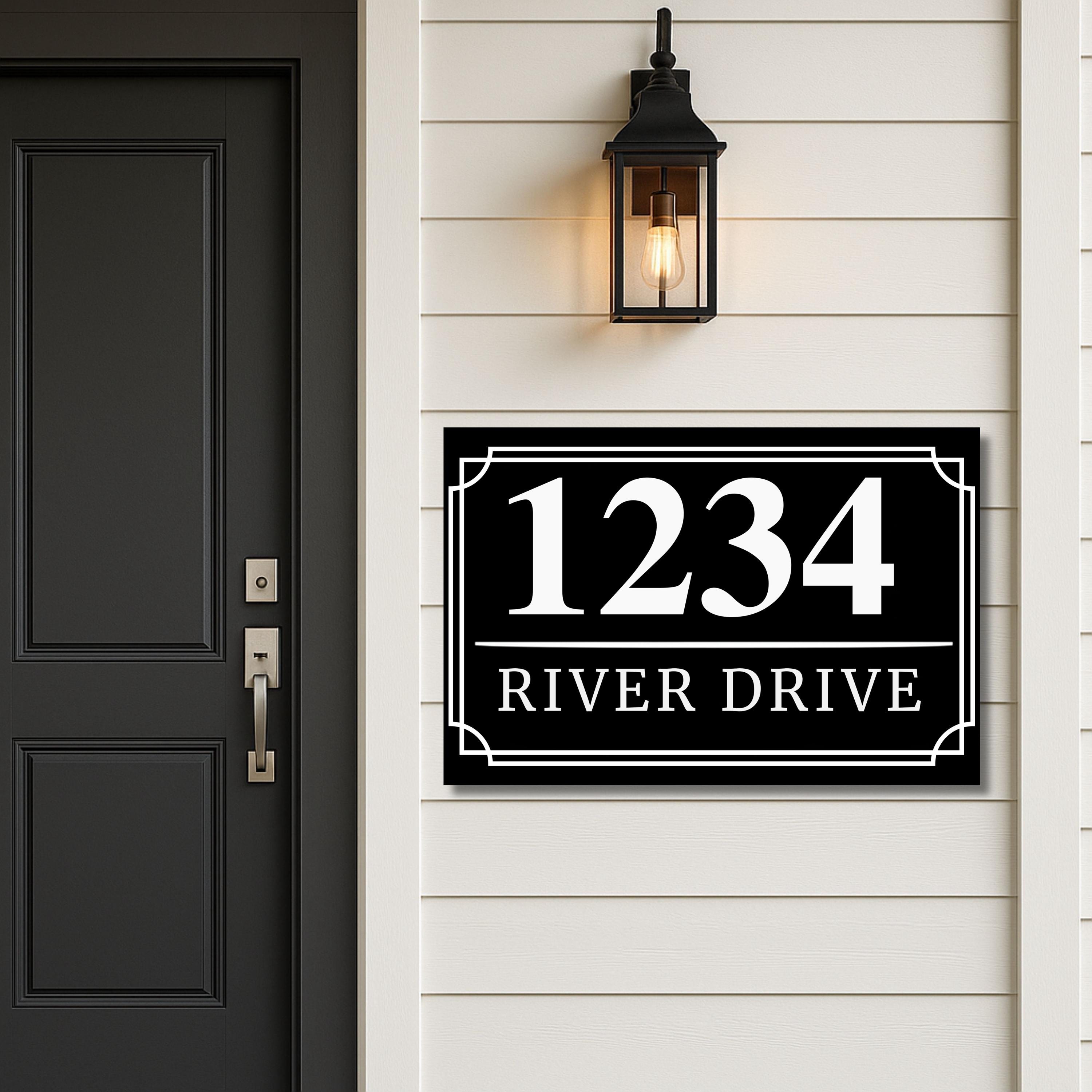 Custom House Number Sign | Modern Black & White Address Plaque