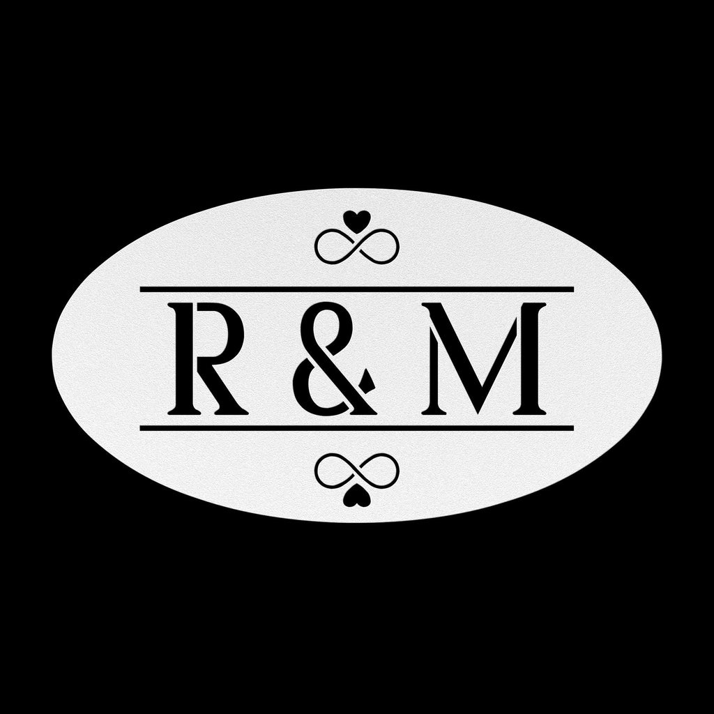 Custom Couple Initials Metal Sign: Oval Monogram Wedding Gift