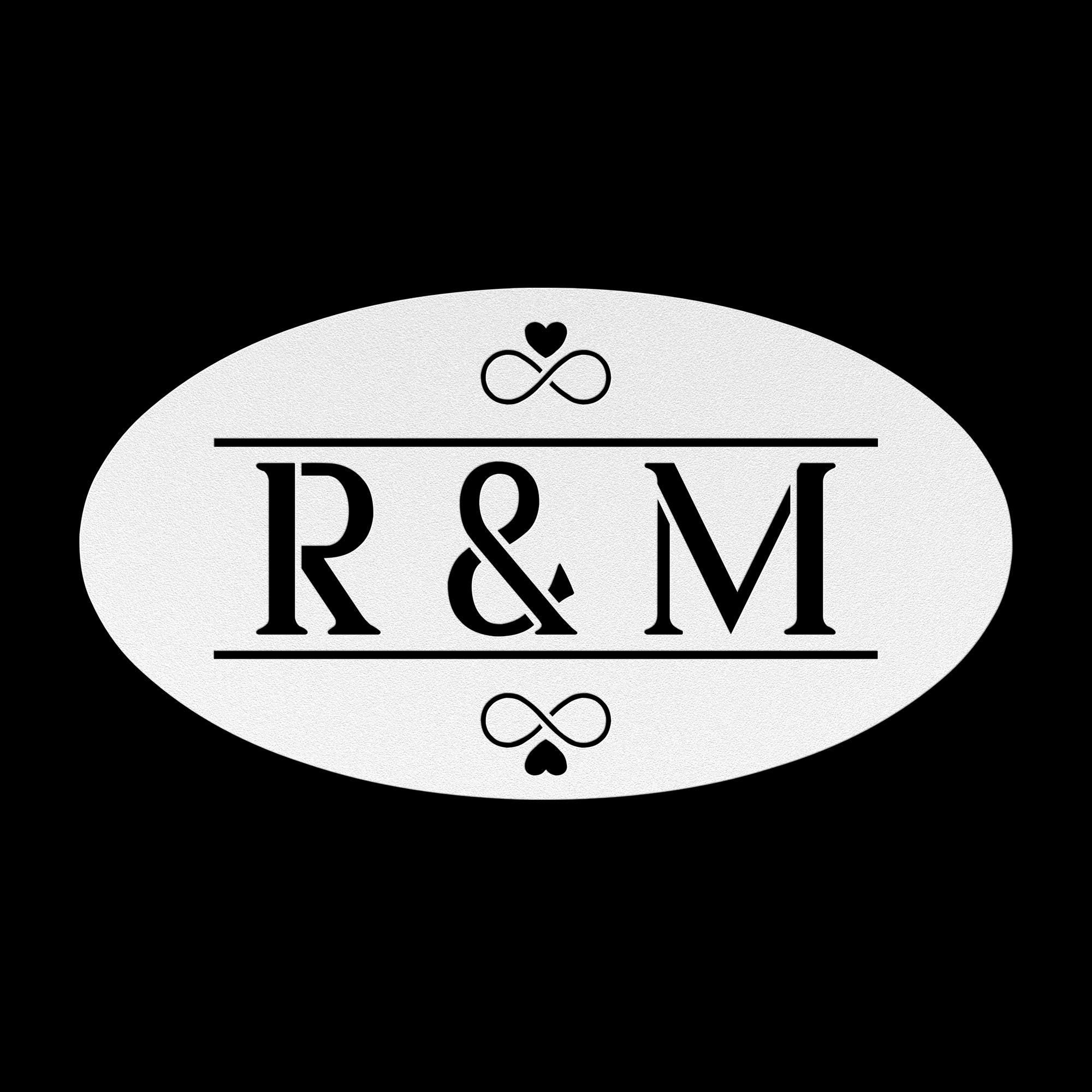 Custom Couple Initials Metal Sign: Oval Monogram Wedding Gift