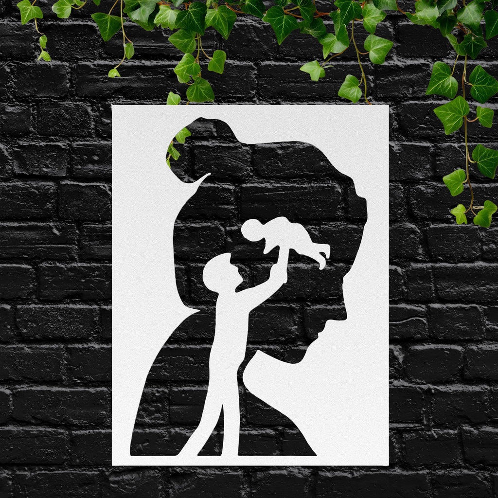 Family Silhouette Metal Wall Art, Minimalist Nursery Decor