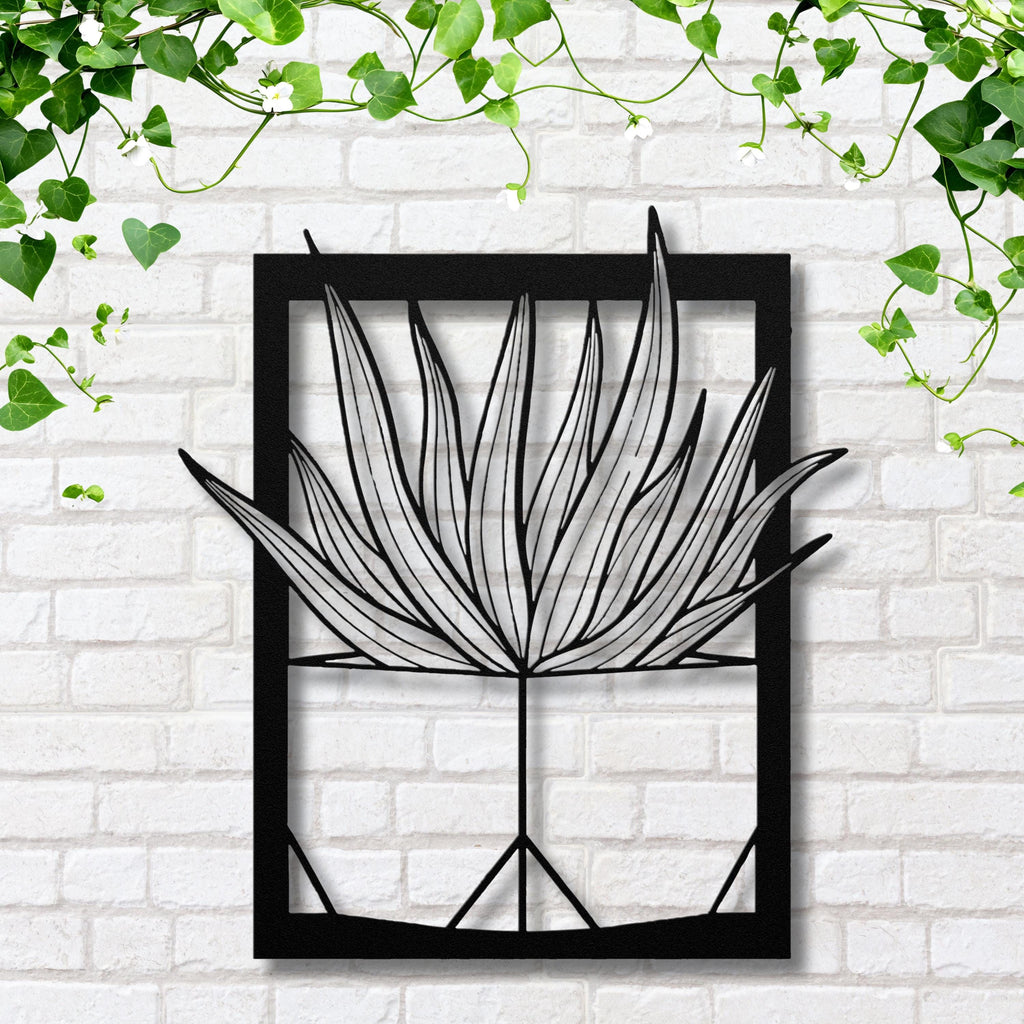 Succulent Metal Wall Art, Potted Plant Decor, Minimalist Nature Sign, Aloe Wall Art