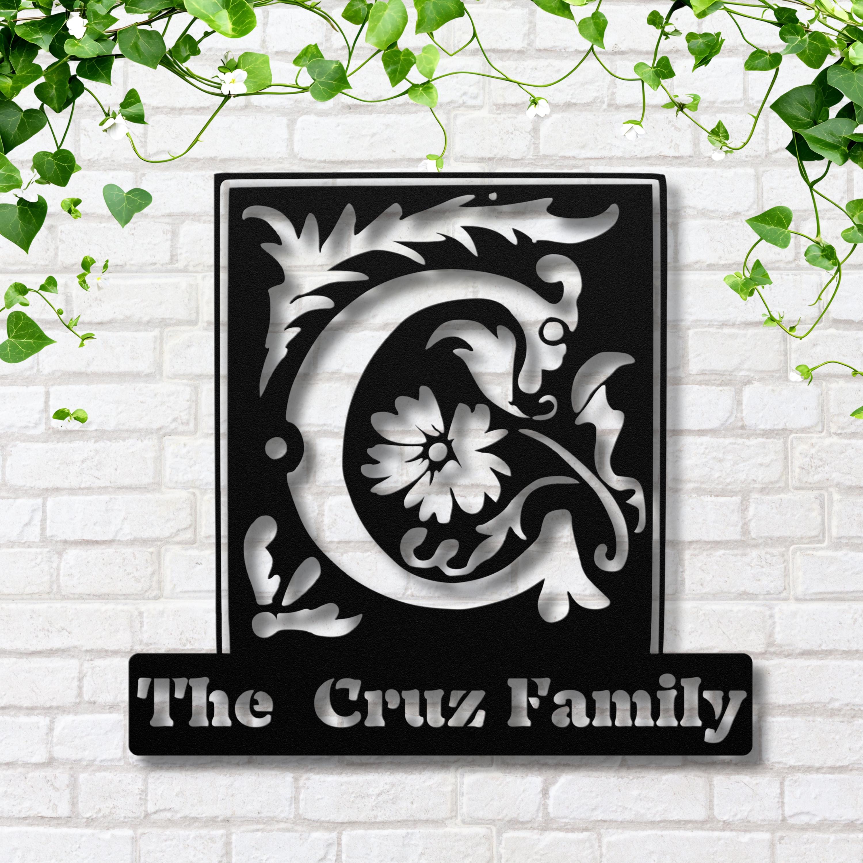 Custom Metal Sign - Personalized Family Name Plaque With Art Nouveau Design