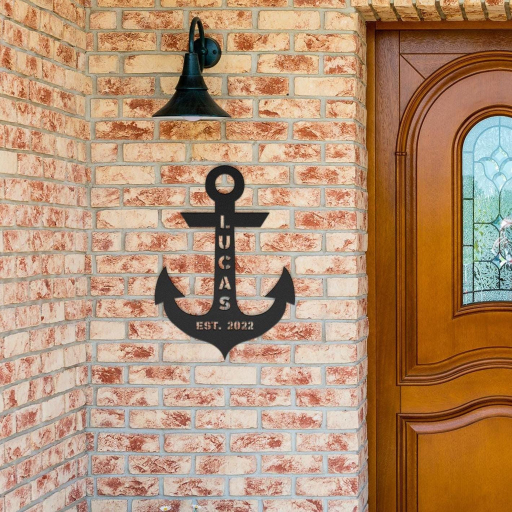 Custom Metal Anchor Sign: Nautical Coastal Decor