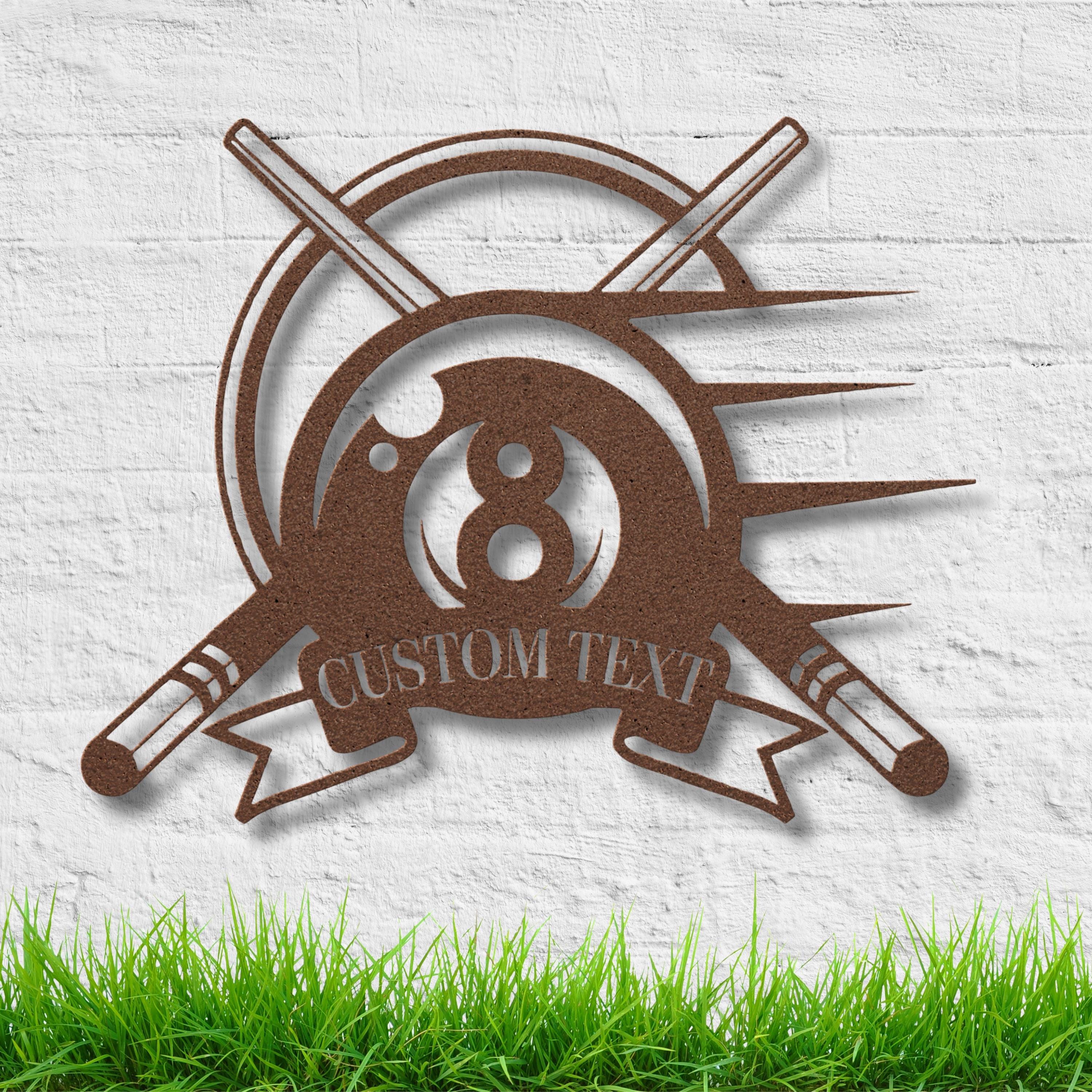 Personalized 8 Ball Metal Sign, Custom Pool Hall Decor