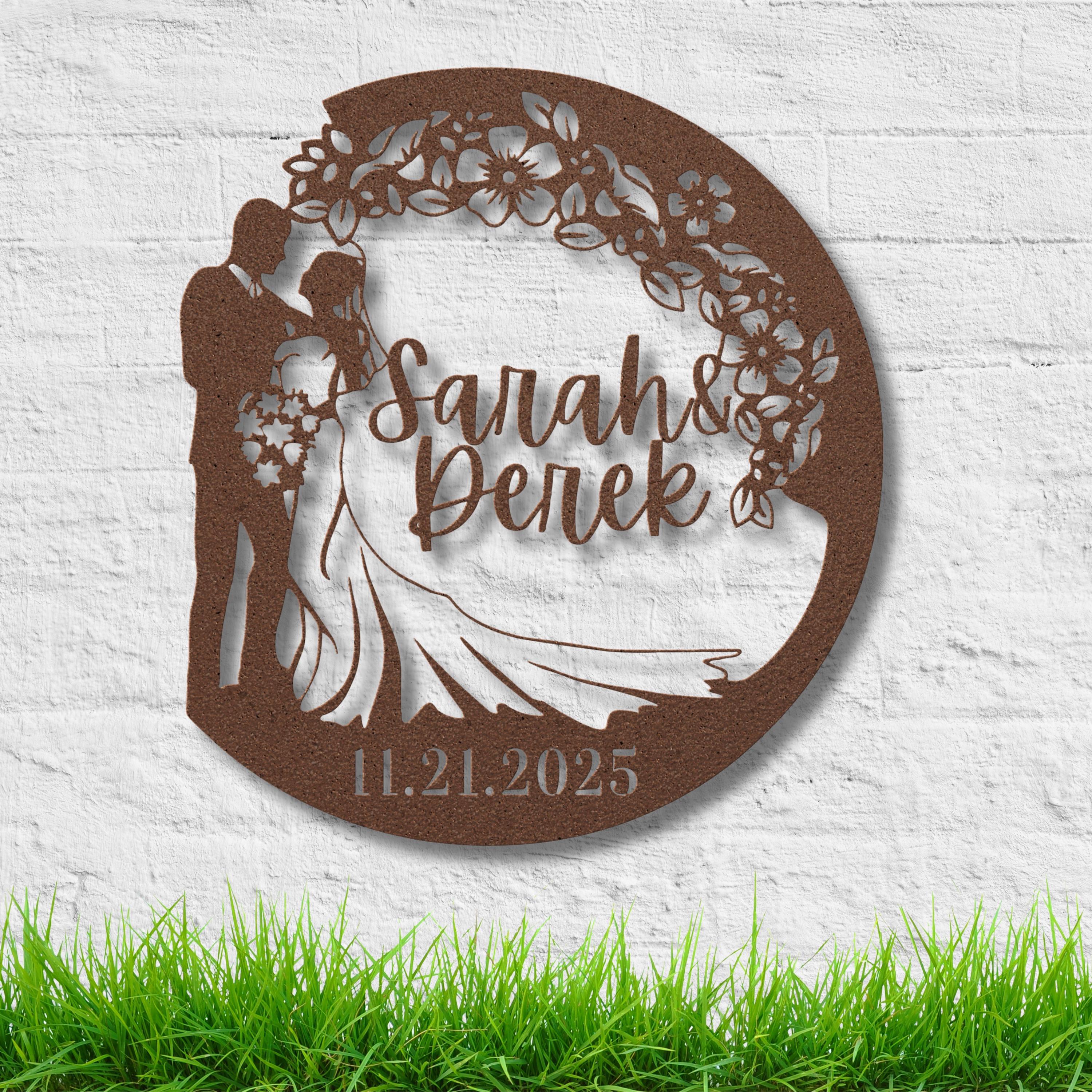 Personalized Wedding Sign - Custom Couple Sign | Floral Wreath Decor | Anniversary Gift Idea