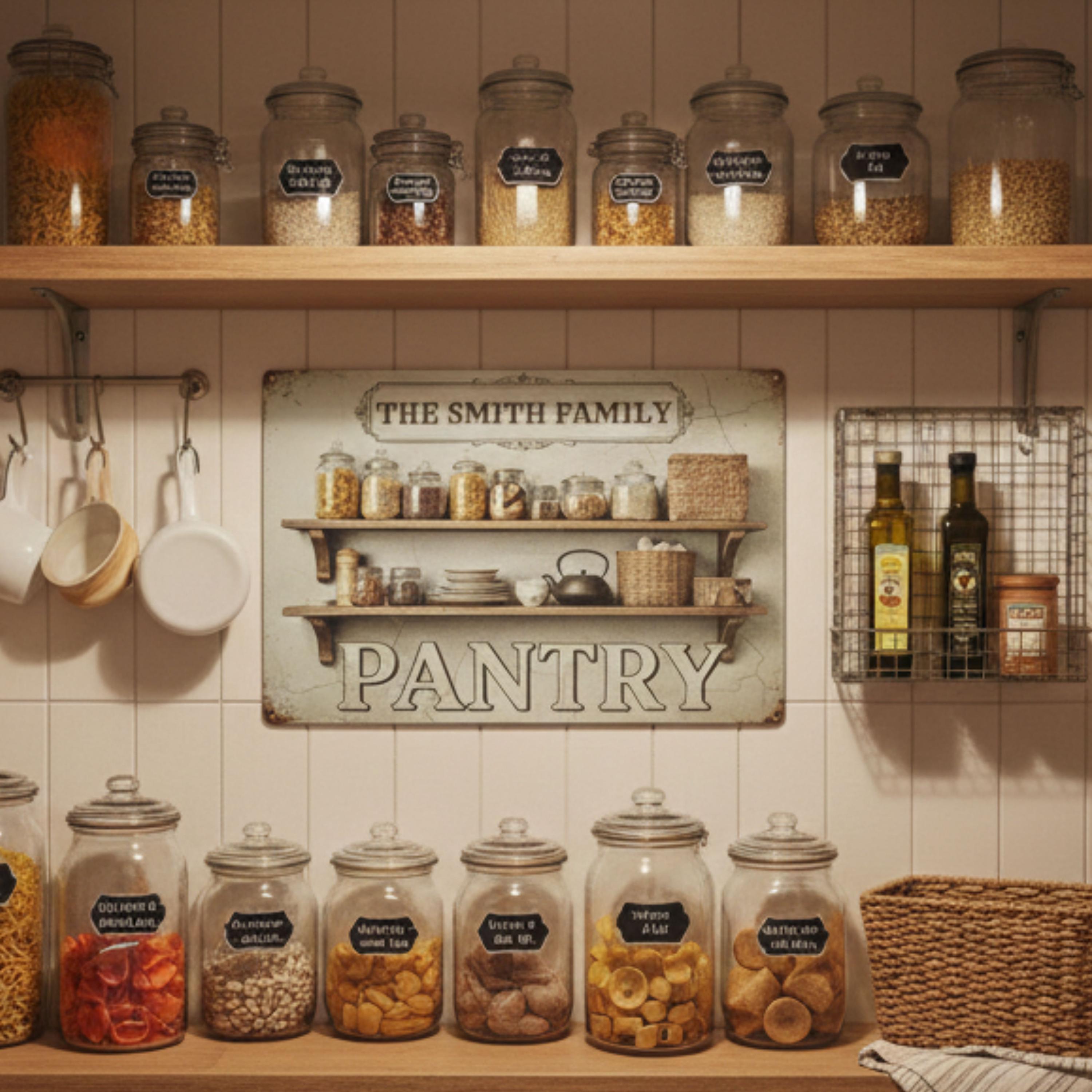 Personalized Pantry Sign - Custom Kitchen Sign | Farmhouse Vintage Metal Decor