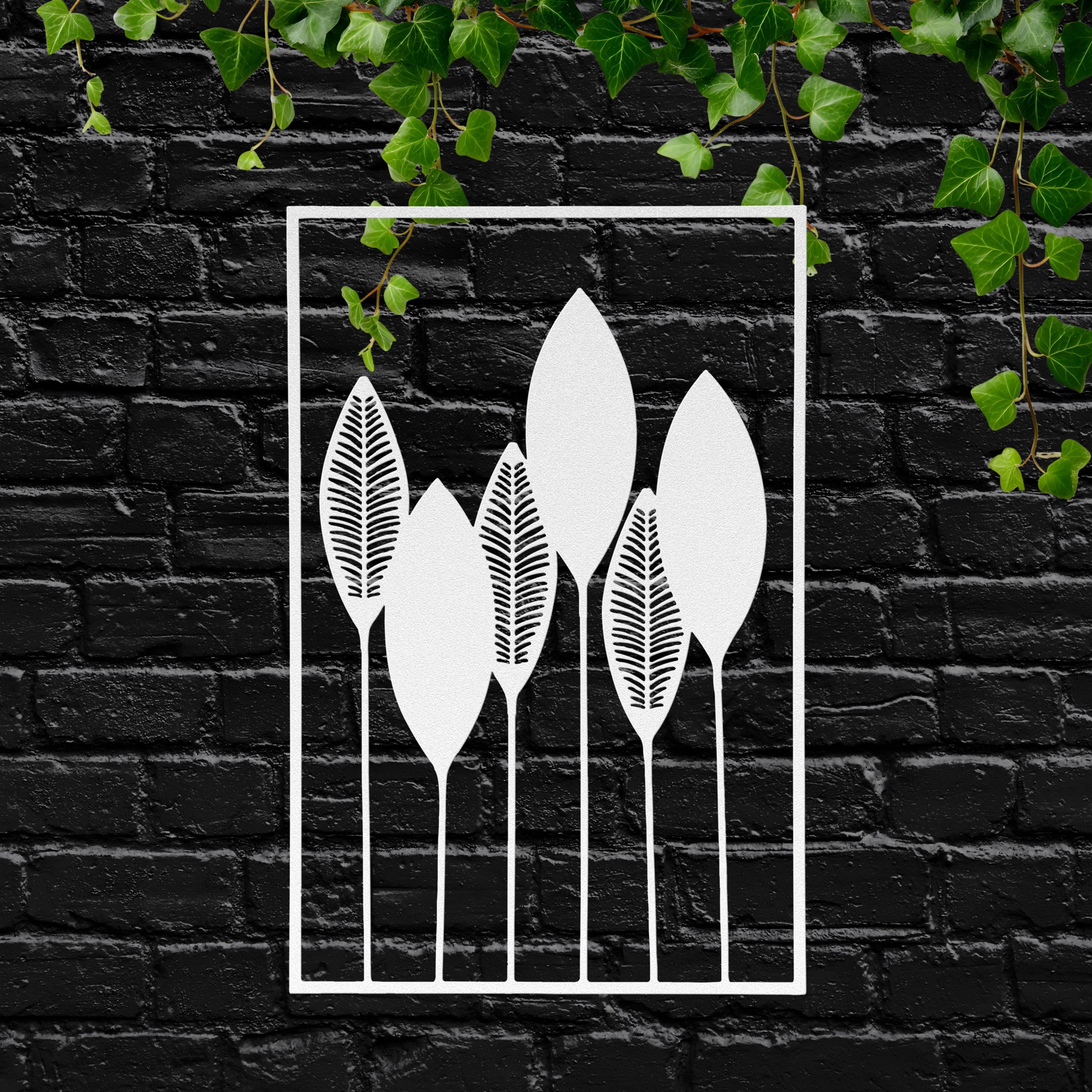 Modern Metal Leaf Wall Art, Minimalist Botanical Frame, Boho Metal Sign, Nature Home Decor