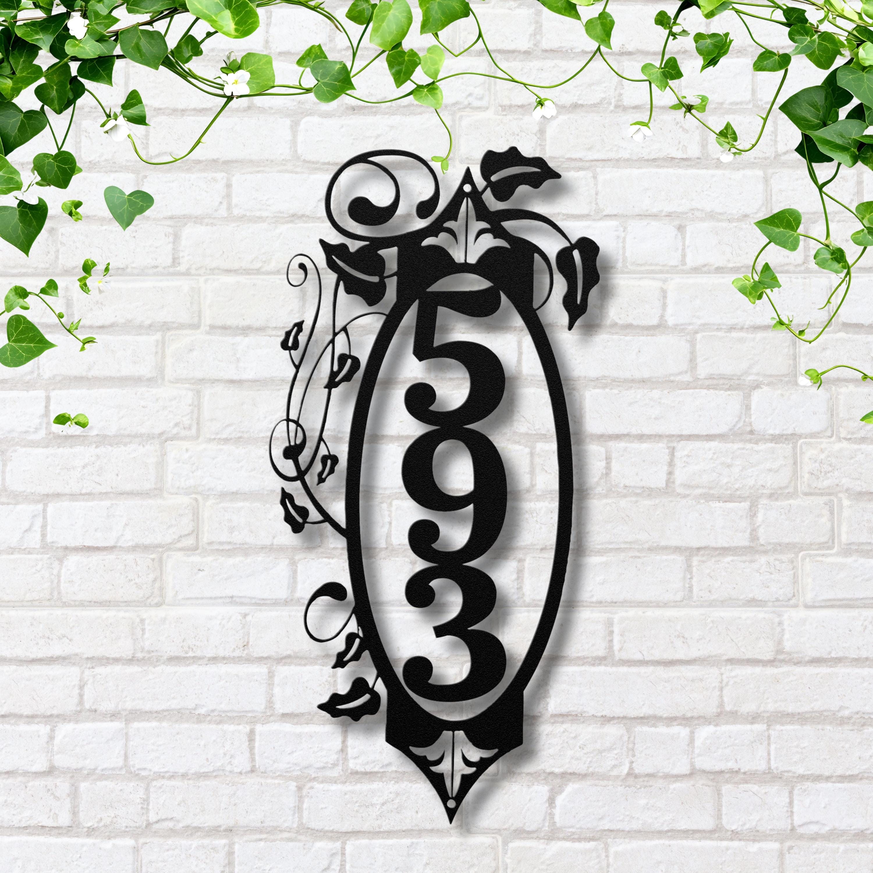 Metal House Number Sign - Custom Address Plaque | Vertical Metal Sign with Ivy Wall Decor
