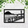 Seaside Boardwalk Metal Wall Art | Ocean View Decor | Outdoor Railing & Lamp Post Die-Cut Sign | Custom Nautical Gift