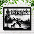 Personalized Deer Sign, Couple Name Metal Art, Family Sign, Rustic Cabin Decor, Mountain Forest Die Cut Wedding Gift