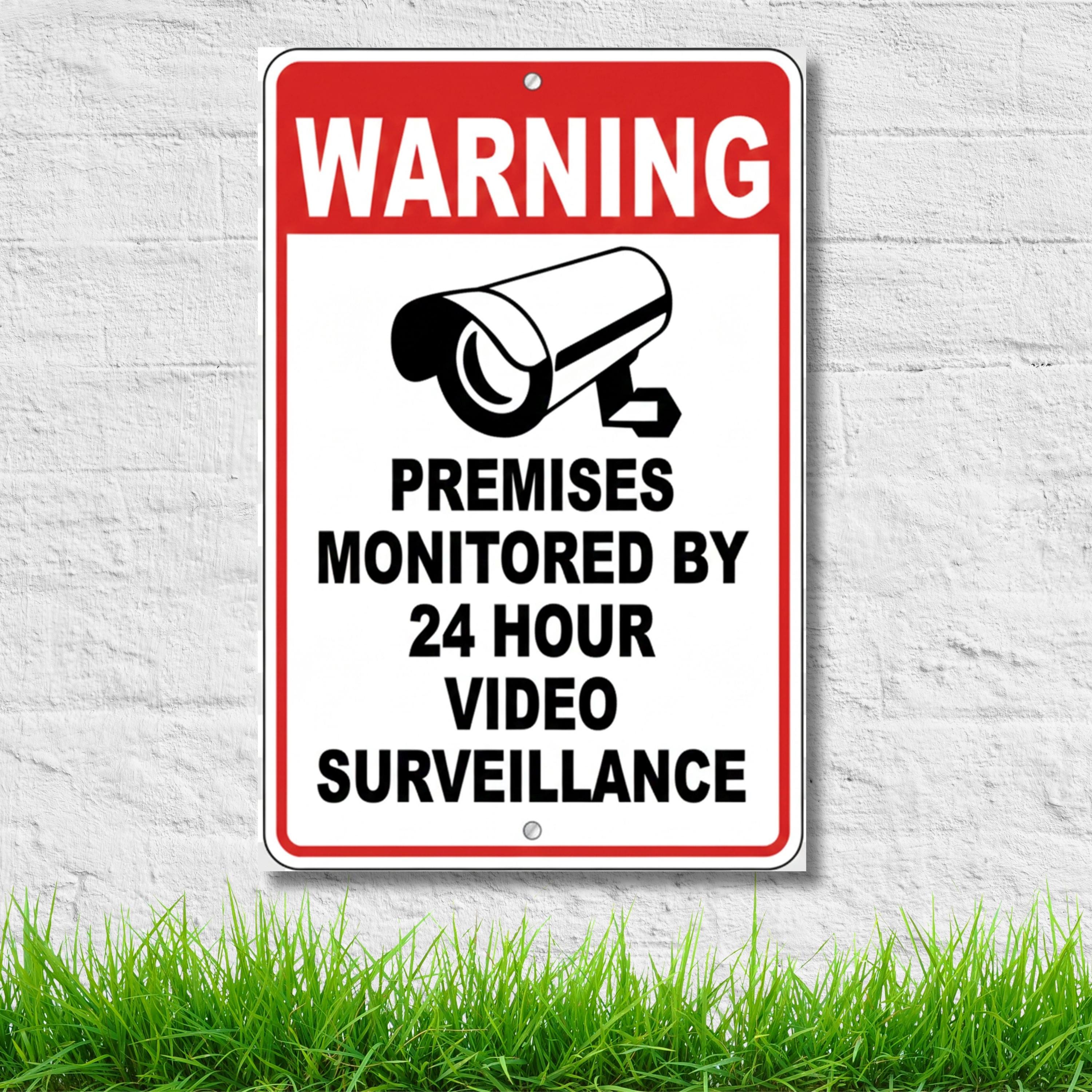 24 Hour Video Surveillance Sign, Security Warning Plaque, CCTV Monitored Sign