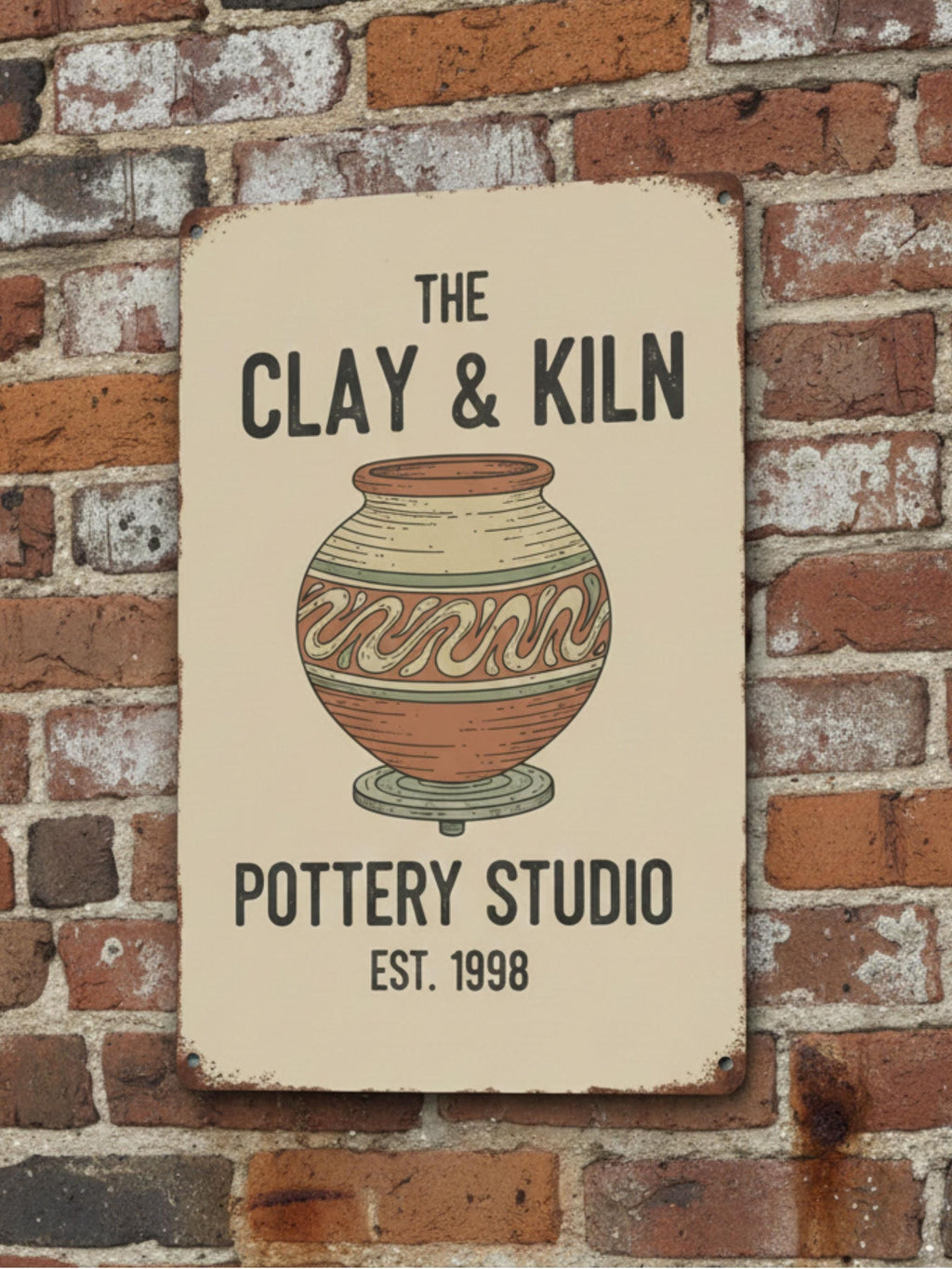 Custom Pottery Studio Metal Sign, Personalized Ceramic Shop Decor, Artist Gift