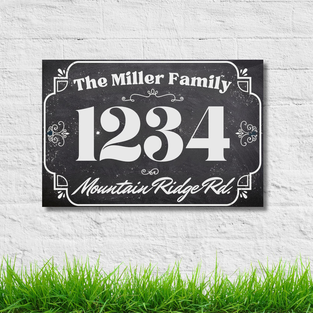 Personalized Chalkboard Sign | Custom Metal Plaque With Family Name & House Number Plate