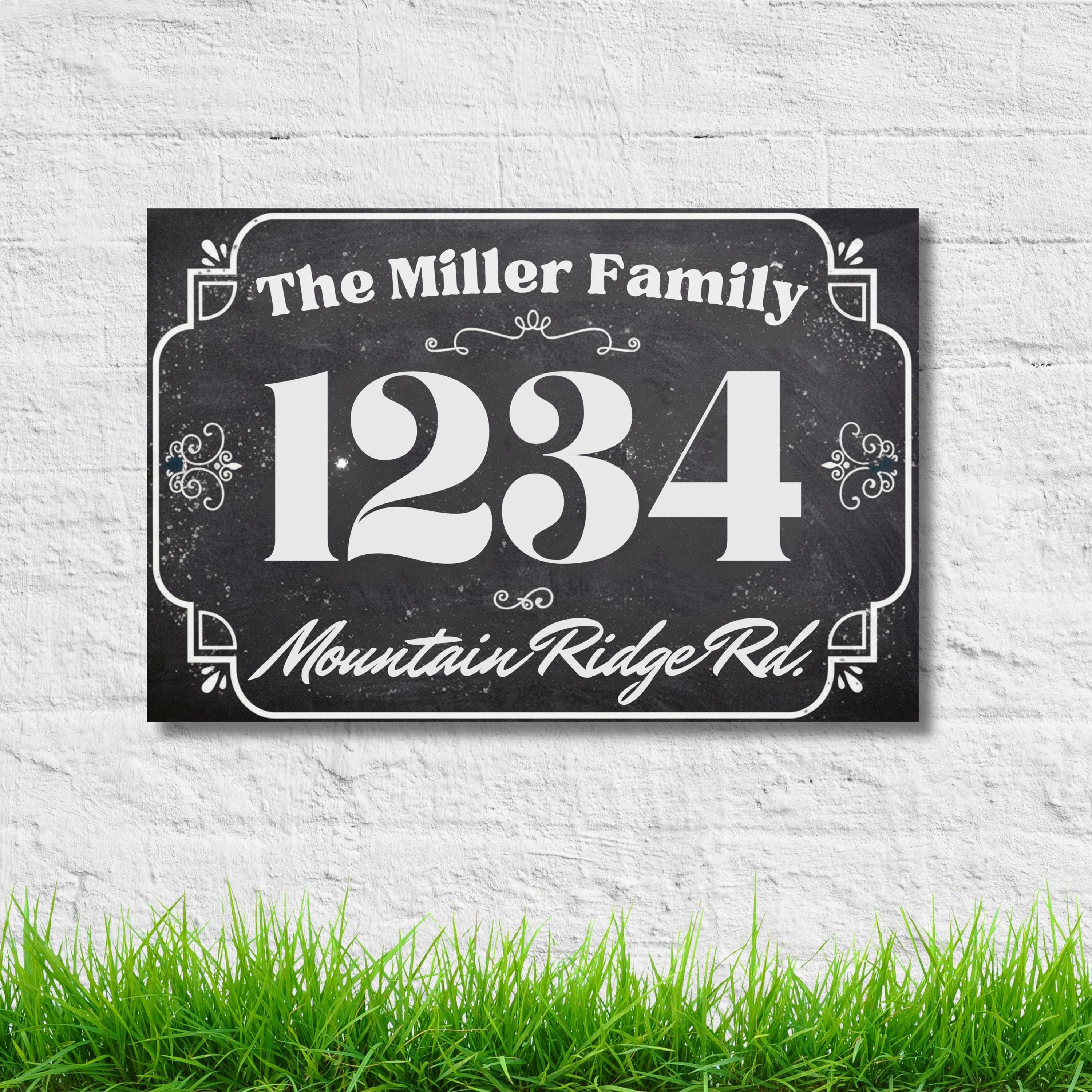 Personalized Chalkboard Sign | Custom Metal Plaque With Family Name & House Number Plate