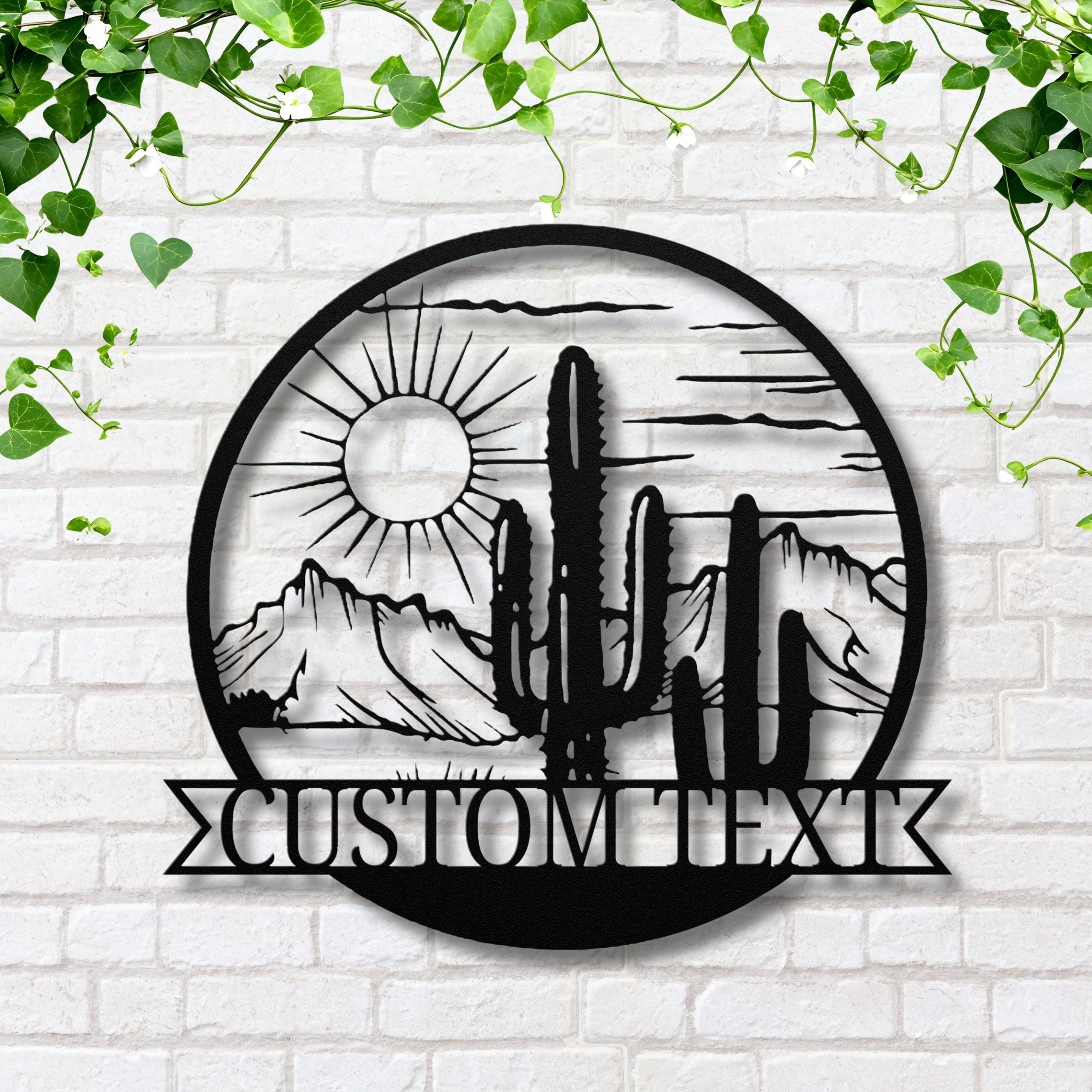 Custom Desert Metal Sign - Personalized Cactus & Saguaro Artwork for Southwest Wall Art