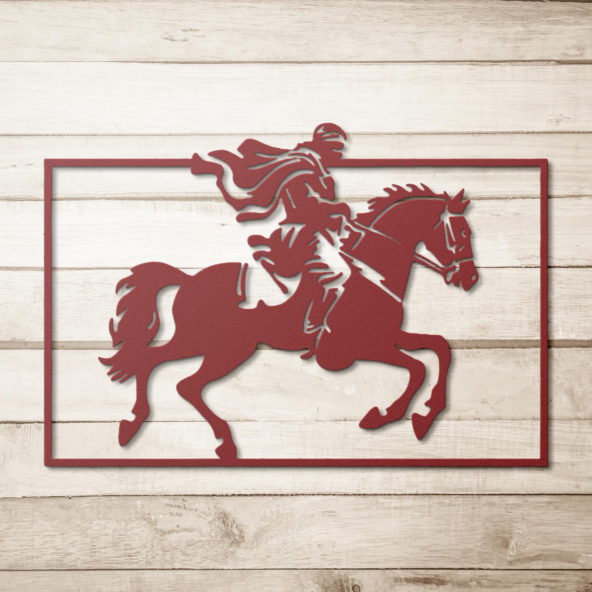 Arabian Horse Metal Wall Art, Bedouin Rider Sign, Desert Nomad Decor, Equestrian Gift, Stallion Silhouette