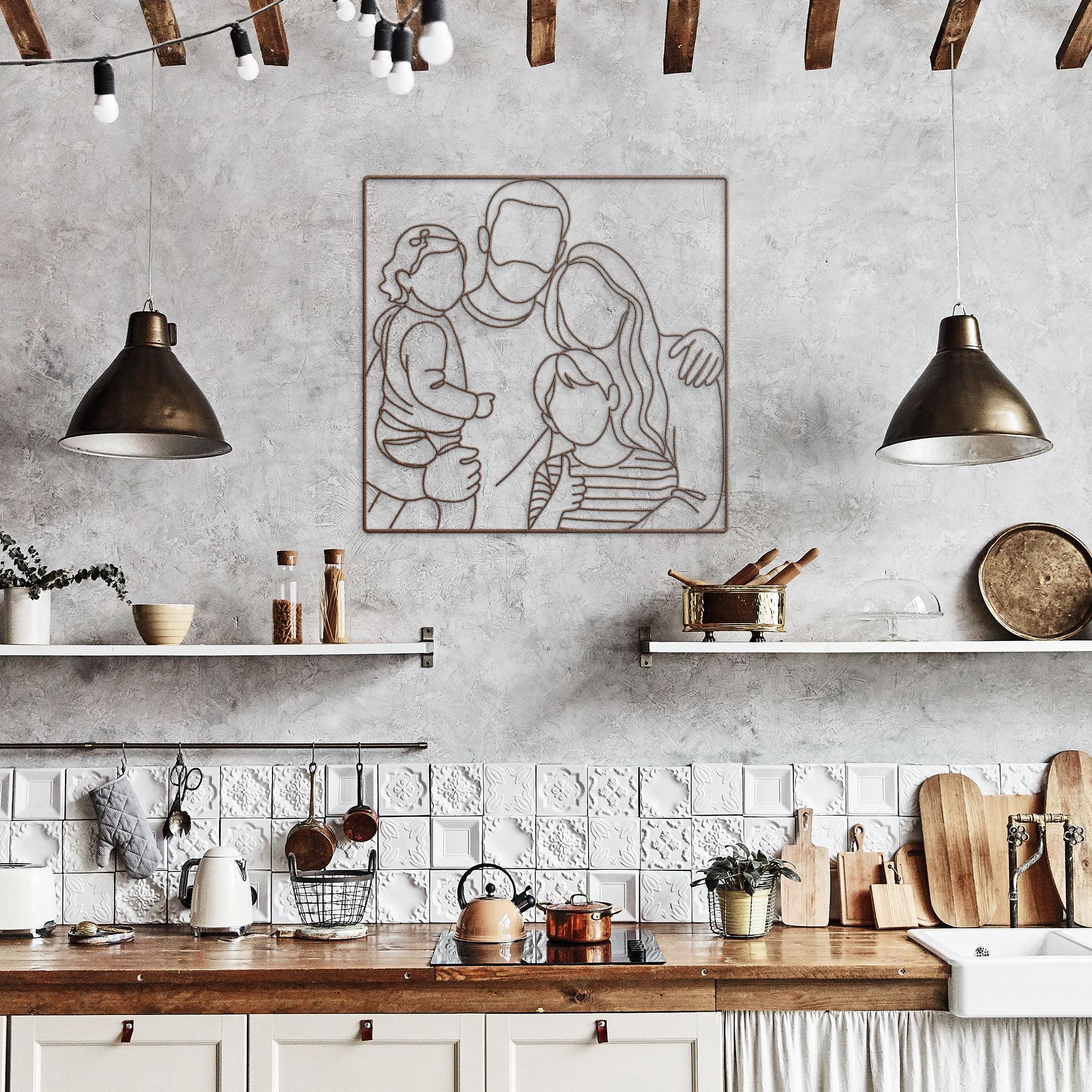 Custom Family Portrait Metal Line Art, Minimalist Outline Wall Decor