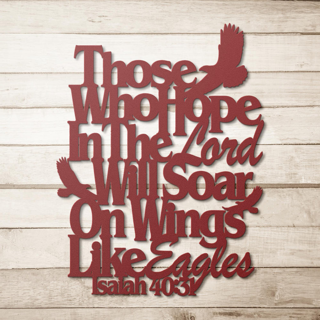 Isaiah 40:31 Bible Verse Metal Art, Soar on Wings Like Eagles Sign, Christian Gift