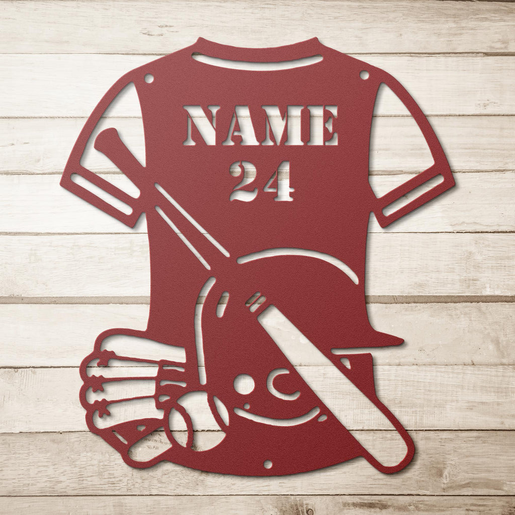 Personalized Baseball Jersey Sign - Custom Metal Wall Art | Player Name & Number