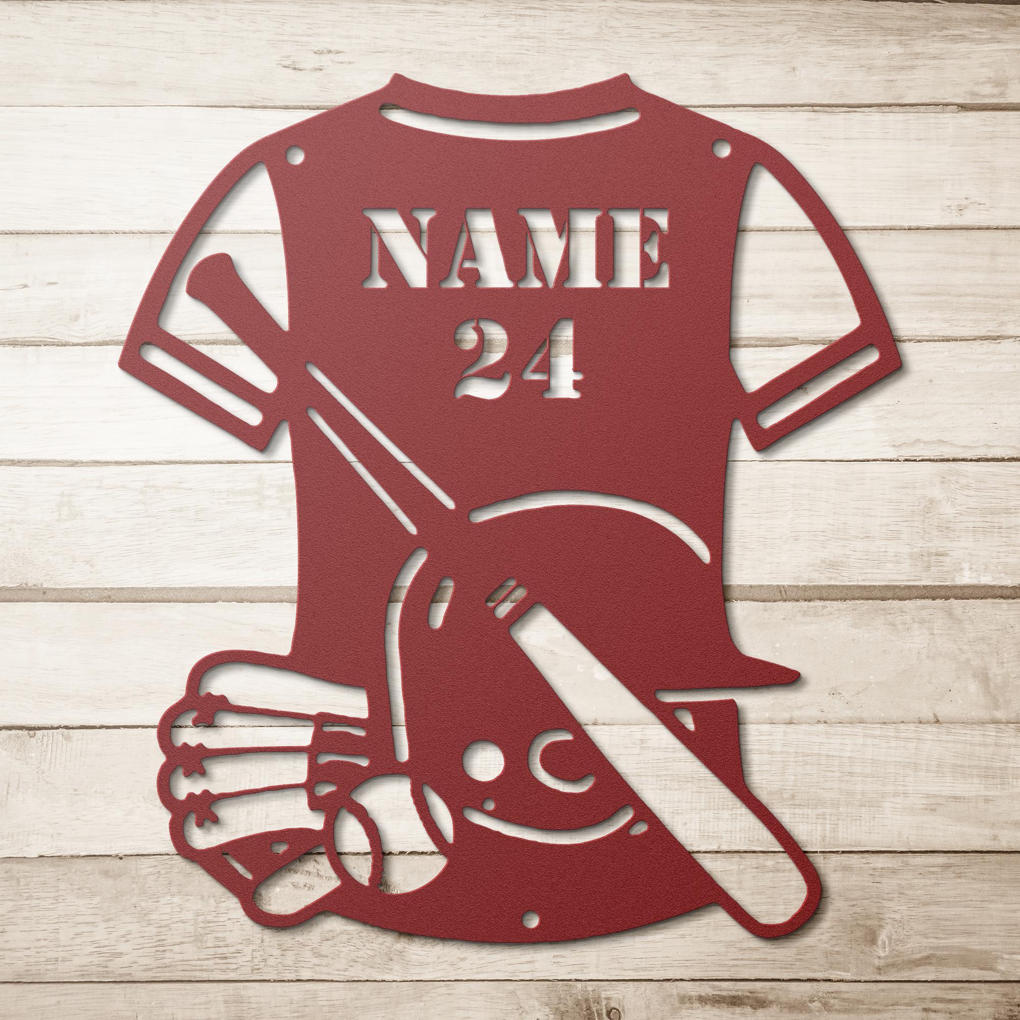 Personalized Baseball Jersey Sign - Custom Metal Wall Art | Player Name & Number