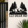 Custom Deer Metal Sign - Personalized House Number Plaque | Rustic Cabin Decor