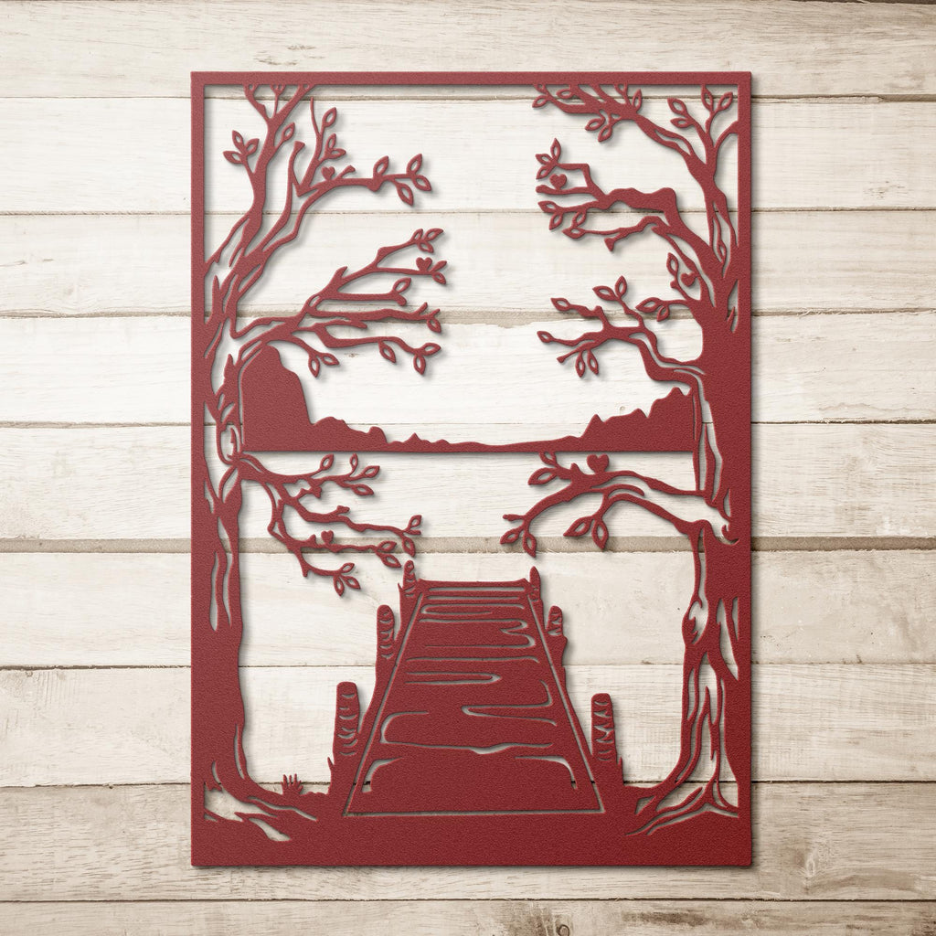 Lake House Metal Wall Art, Mountain Dock Sign, Nature Landscape Decor, Cabin Wall Art