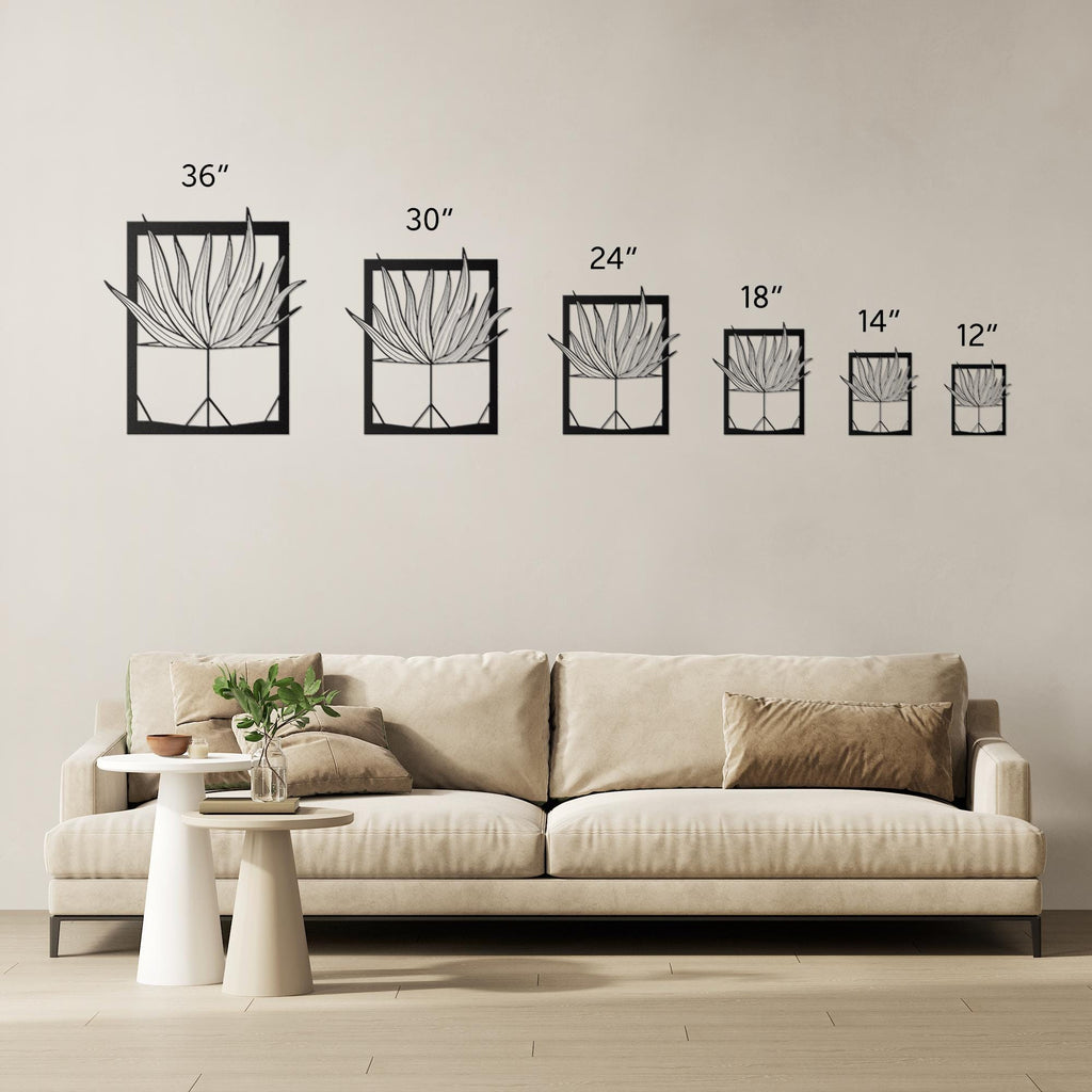 Succulent Metal Wall Art, Potted Plant Decor, Minimalist Nature Sign, Aloe Wall Art