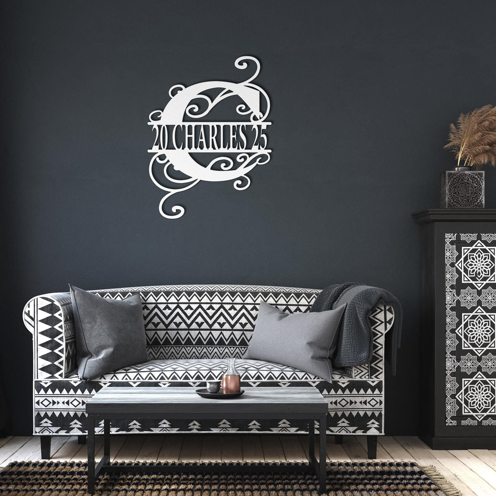 Personalized Metal Family Name Sign: Monogram Wall Decor