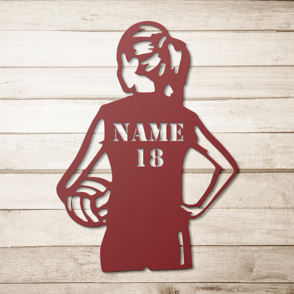 Personalized Volleyball Sign - Custom Metal Die-Cut Art | Team Gift, Female Athlete Decor