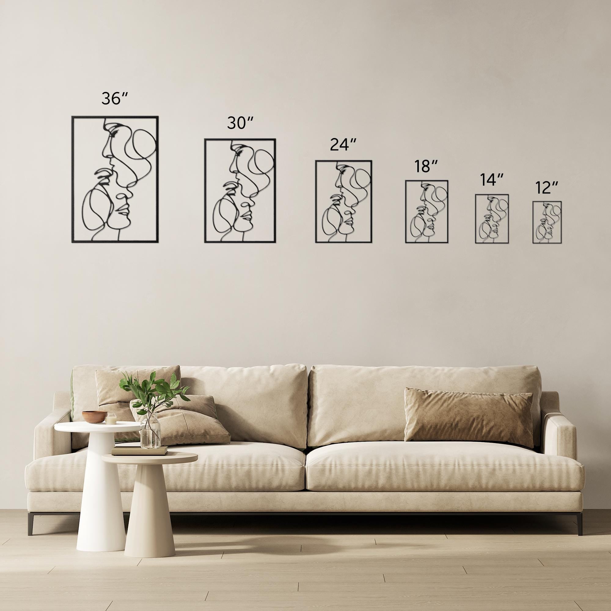 Romantic Metal Wall Art – Abstract Love Line Artwork | Anniversary Gift Decor
