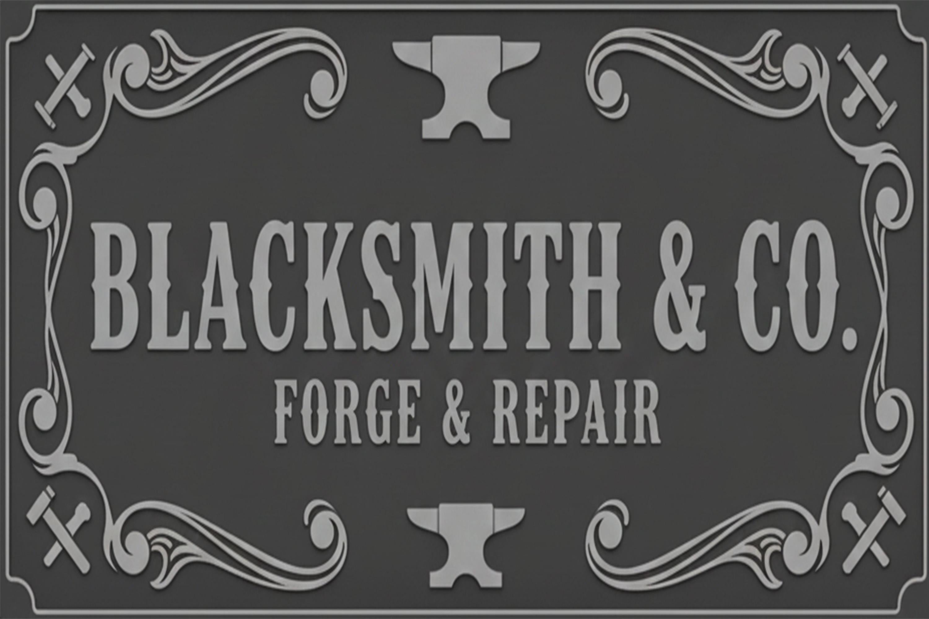 Blacksmith & Co. Metal Sign, Vintage Forge And Repair Art, Distressed Workshop Decor Gift