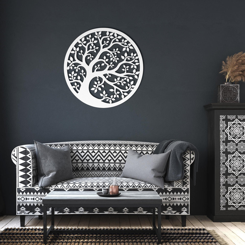 Tree of Life Metal Wall Art, Round Nature Sign, Family Roots, Home Decor